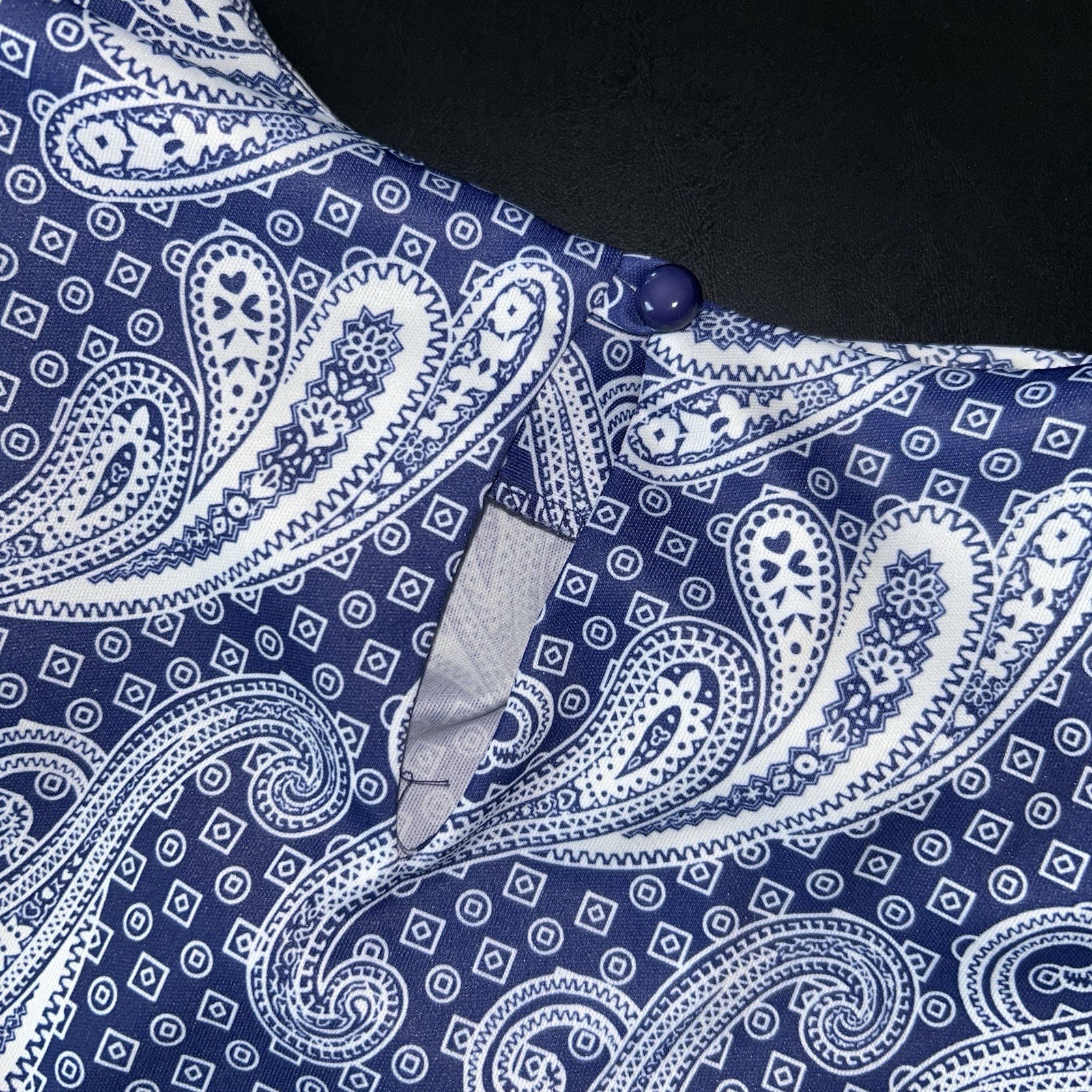 VINTAGE Earth Angel Paisley Pleated Skirt & Blouse Set USA Made Blue White 16W