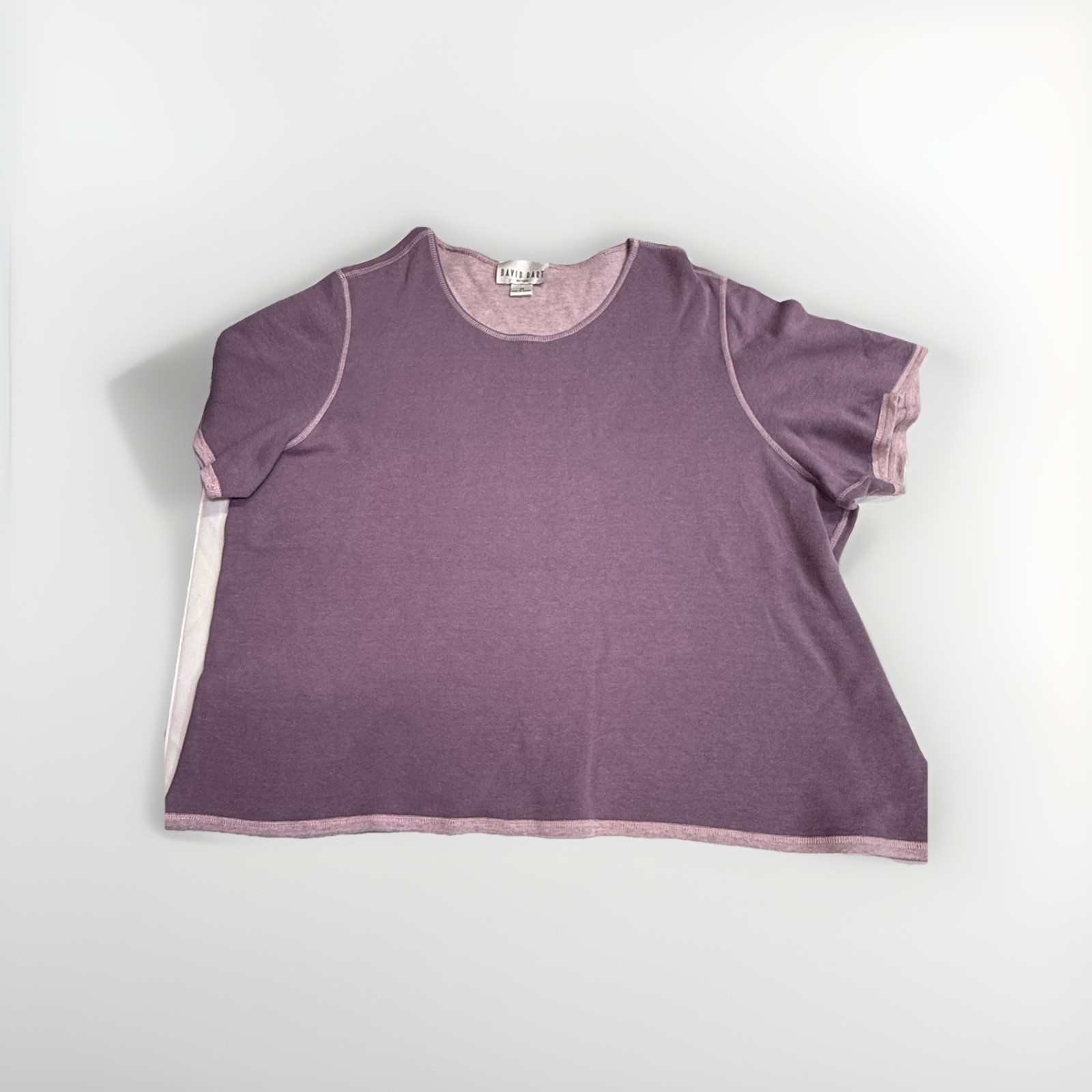 Vintage David Dart Purple Colorblock T-shirt Womens 2X Made In Taiwan 90s