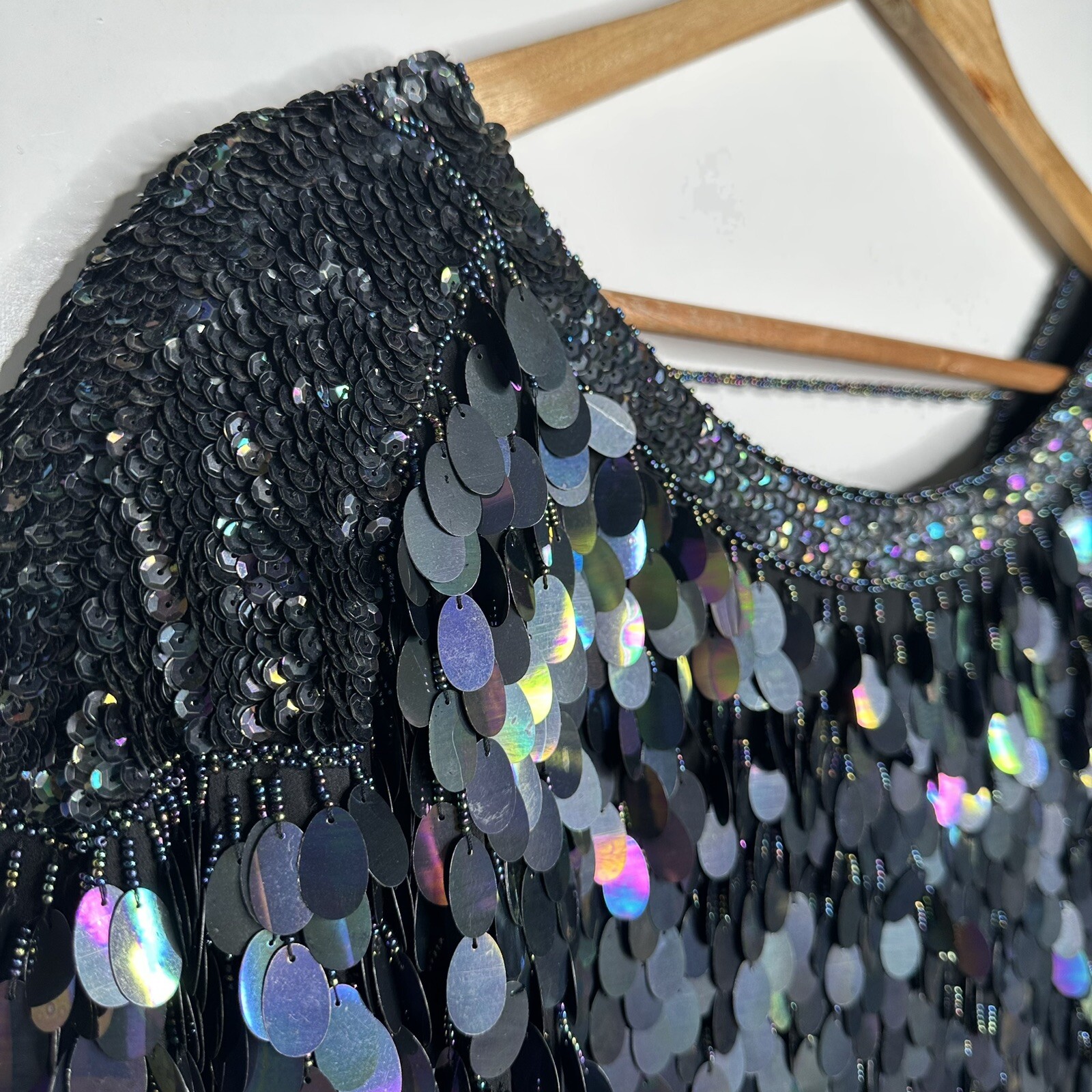 Greg Adams Vintage 80’s Pure Silk Sequin Beaded Flapper Style Party Dress M