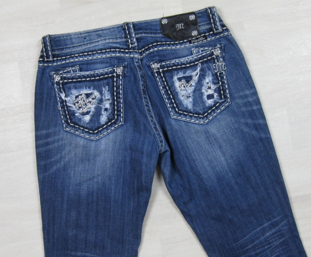 Y2K Miss Me Jeans Women’s (29) Low Rise Bootcut Biker Core #JE5152B14L McBling