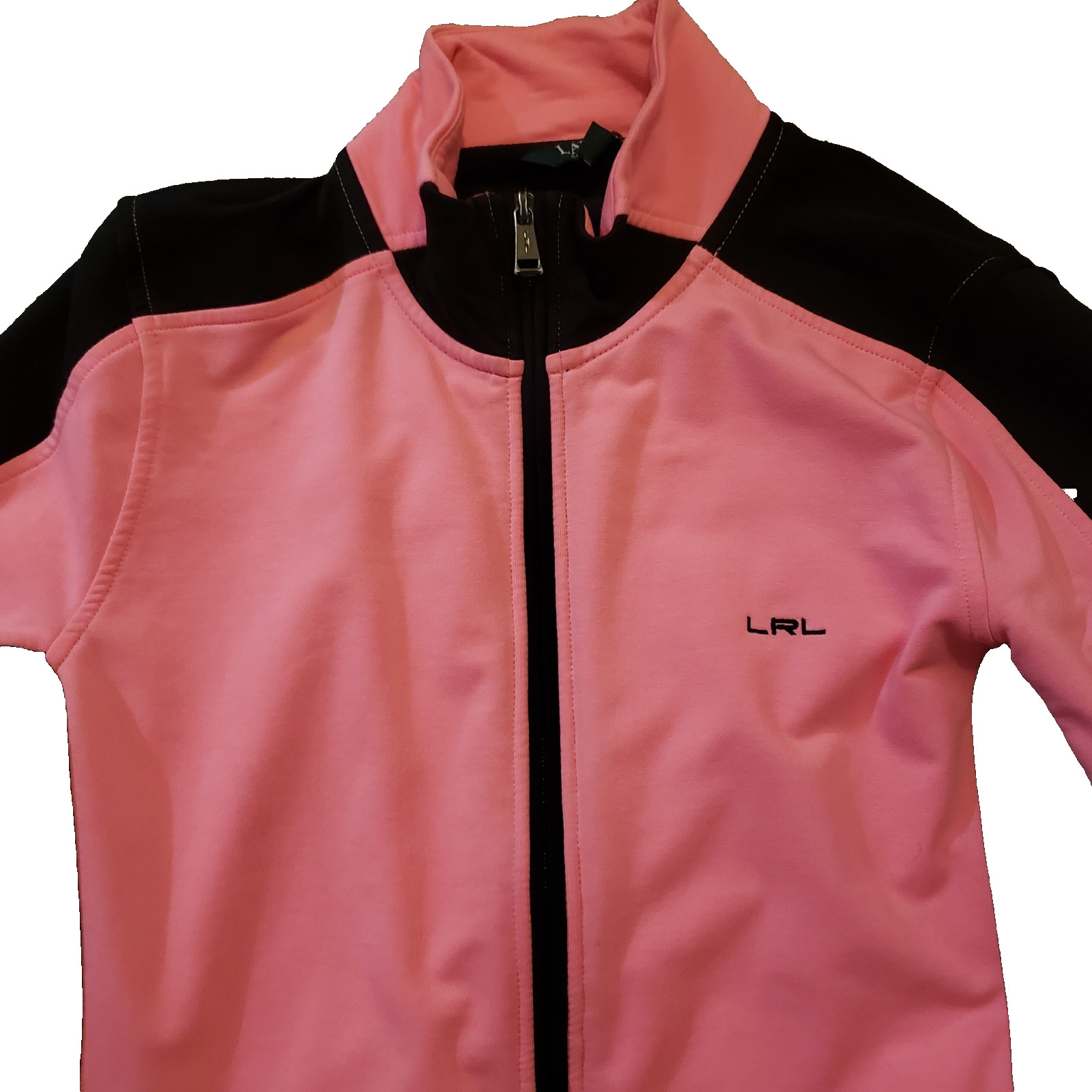 Lauren Ralph Lauren Women’s Pink and Black Zippered Top Athletic Jacket L