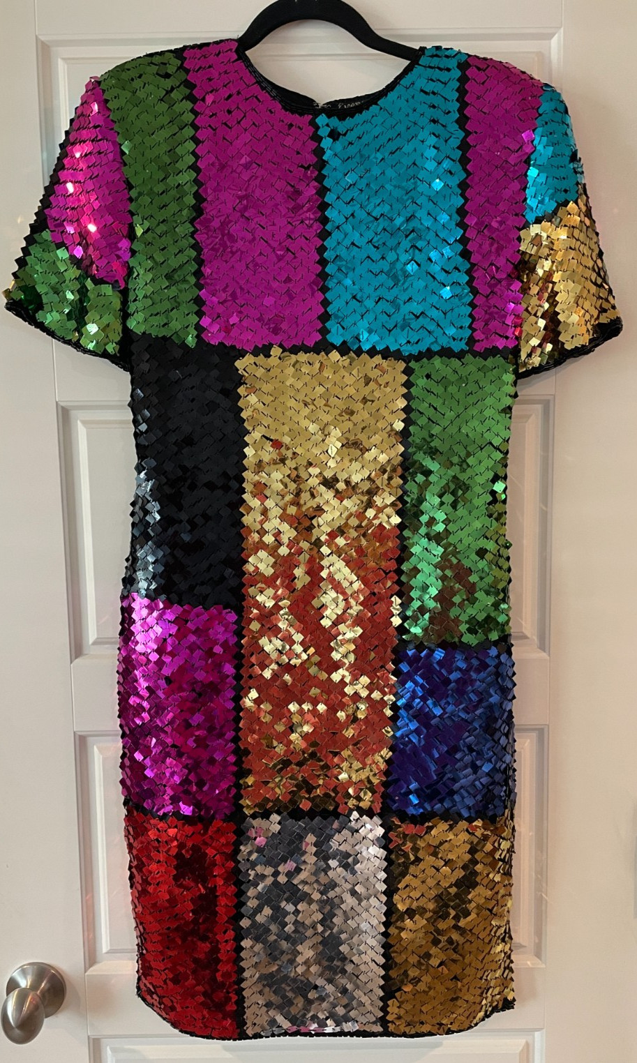 Vintage Evening Pearl Medium Sequin Cocktail Dress Prom New Year’s Eve *RARE*