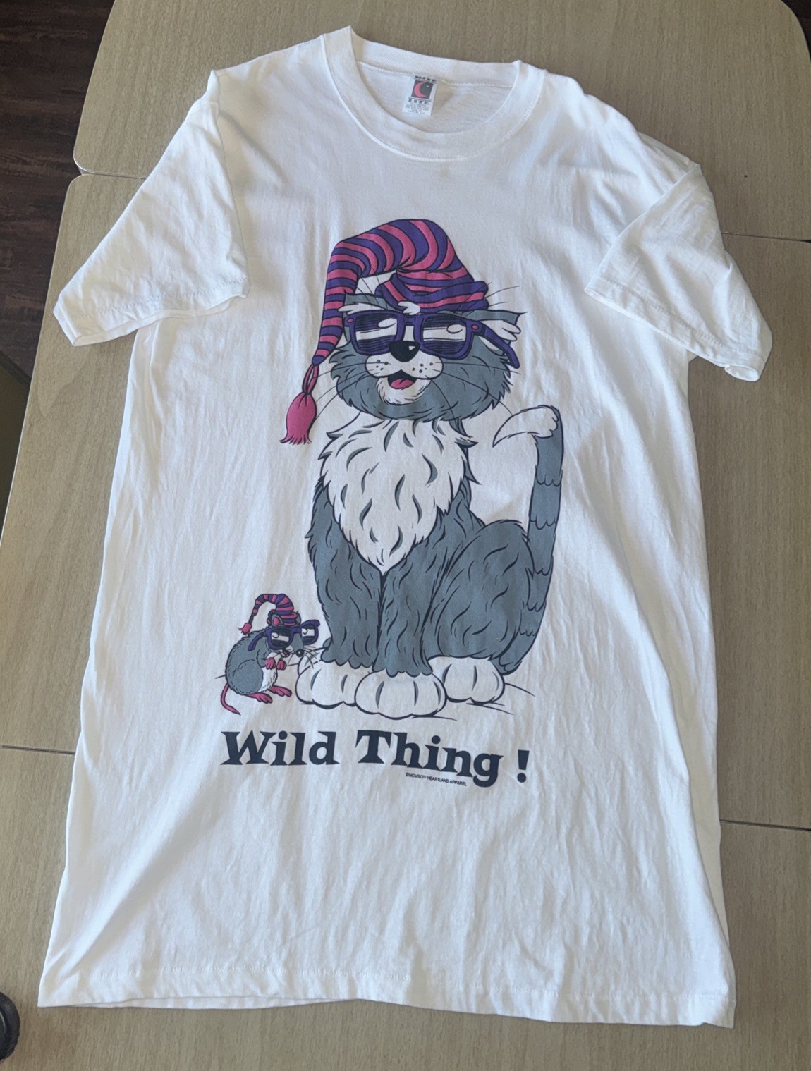 Vtg 1995 Nite Lite Wild Thing Cat Mouse Sleep Shirt Nightgown USA One Size READ