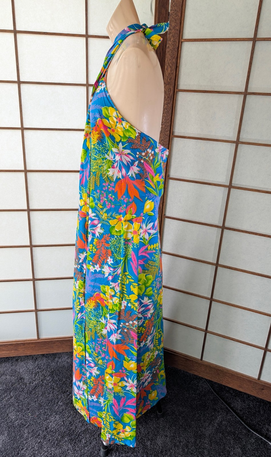 Vintage 70s 80s Made in Hawaii Hawaiian Wrap Sarong Halter Dress XS/S Cotton