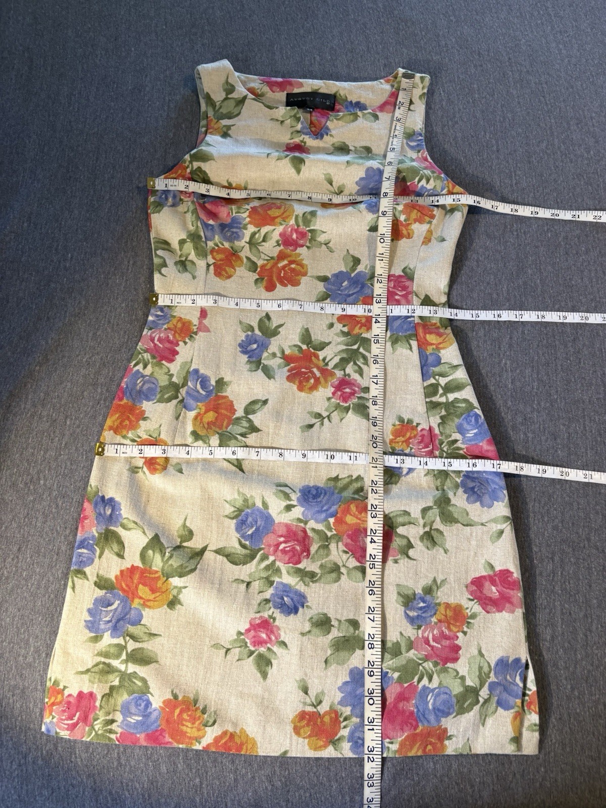Vintage 90s Raw Silk Mini Sheath Dress Wallpaper Roses Rustic Texture Minimalist