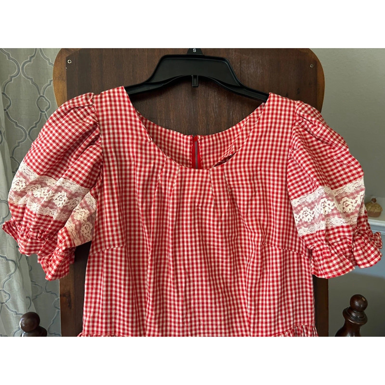 Vintage Square dancing dress red and white gingham country western small/med