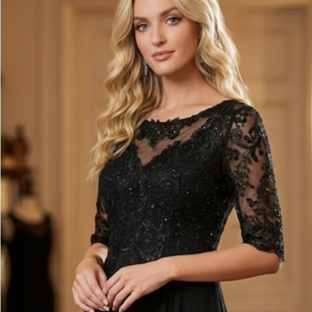 NWT Miss Veil Elegant Black Lace Dress size 16