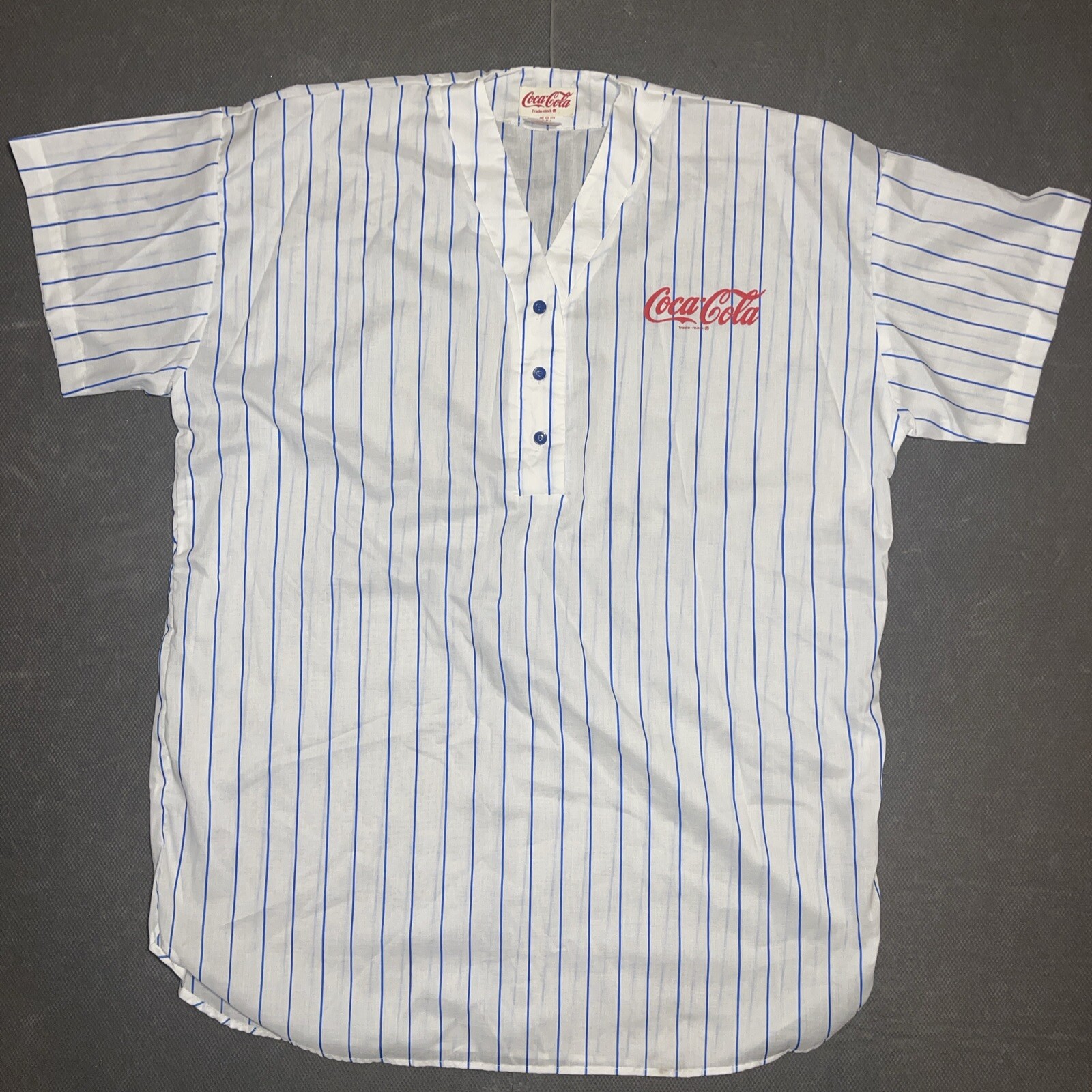 Vtg 80’s Coca Cola Baseball Jersey Stripe Night Shirt Gown COKE Pajamas OSF SML