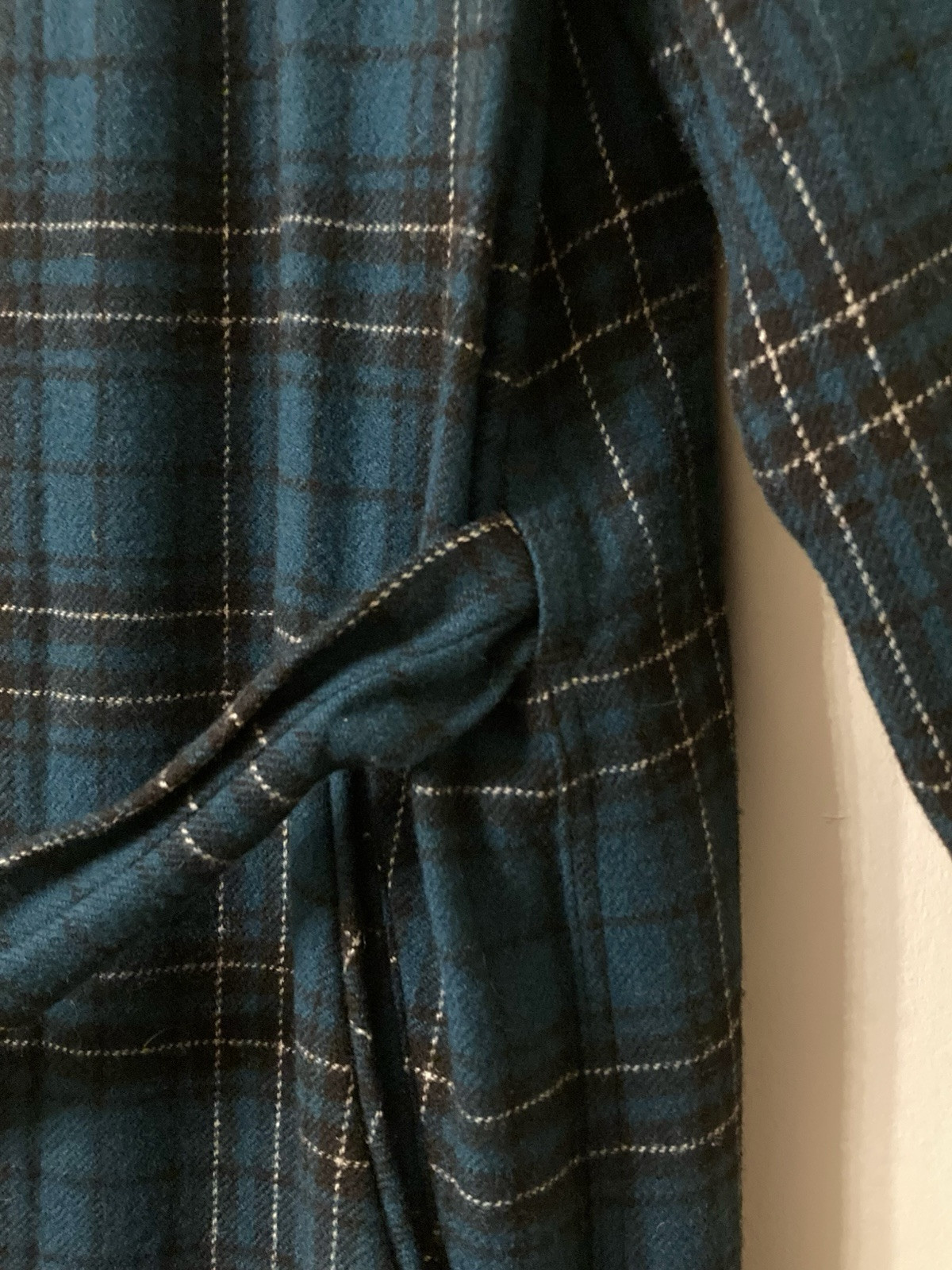 Vintage Pendleton Virgin Wool Dress Coat Plaid Long Pockets USA 1950’s Women’s