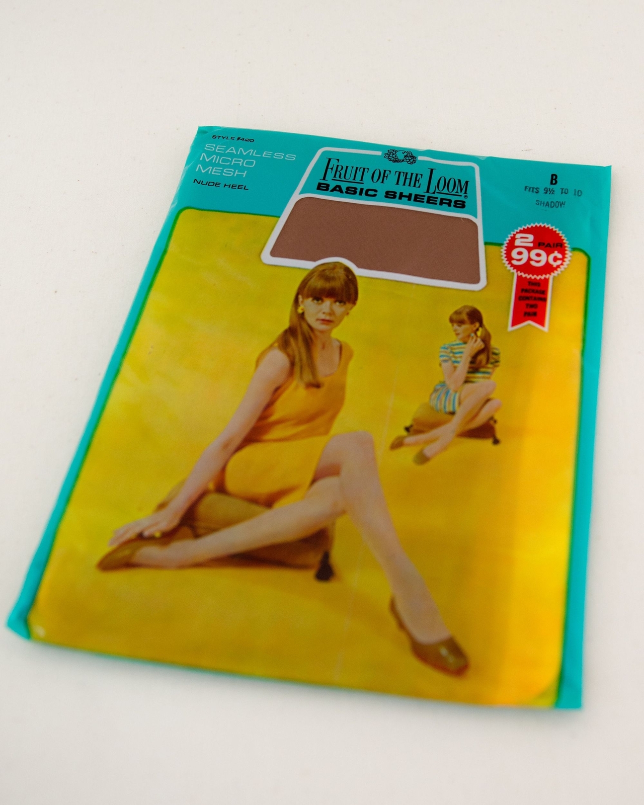 VTG 60s NOS seamless micro mesh stockings Shadow/light beige hoisery