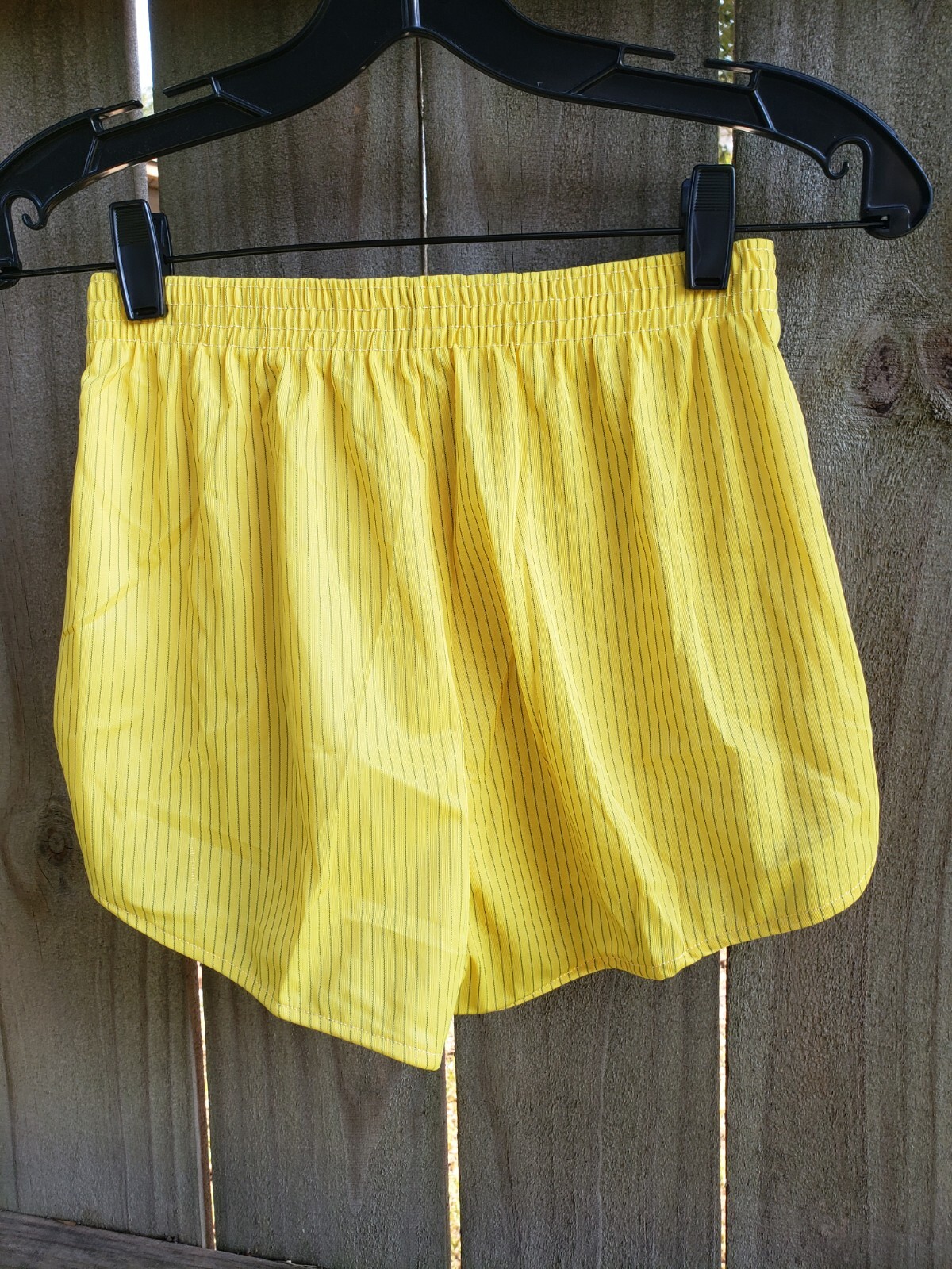 NEW VTG 80s Yellow Stripe Nylon Shorts Sz M Roller Skate Costume Unbranded USA