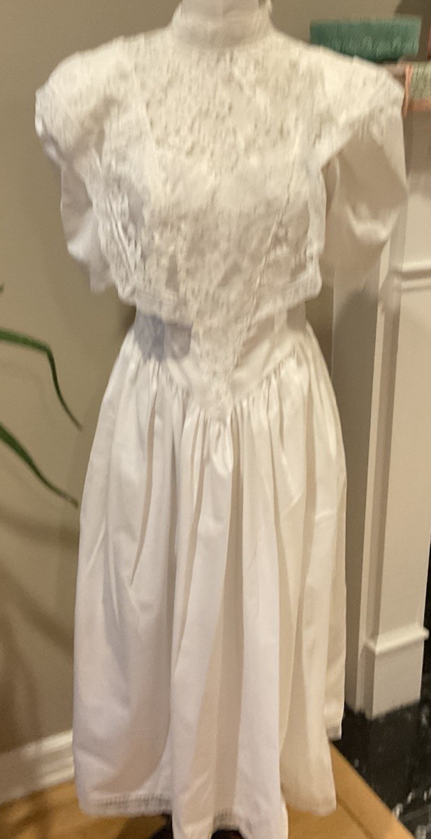 Vintage Gunne Sax White Prairie Dress Victorian Cottagecore, Wedding, Party