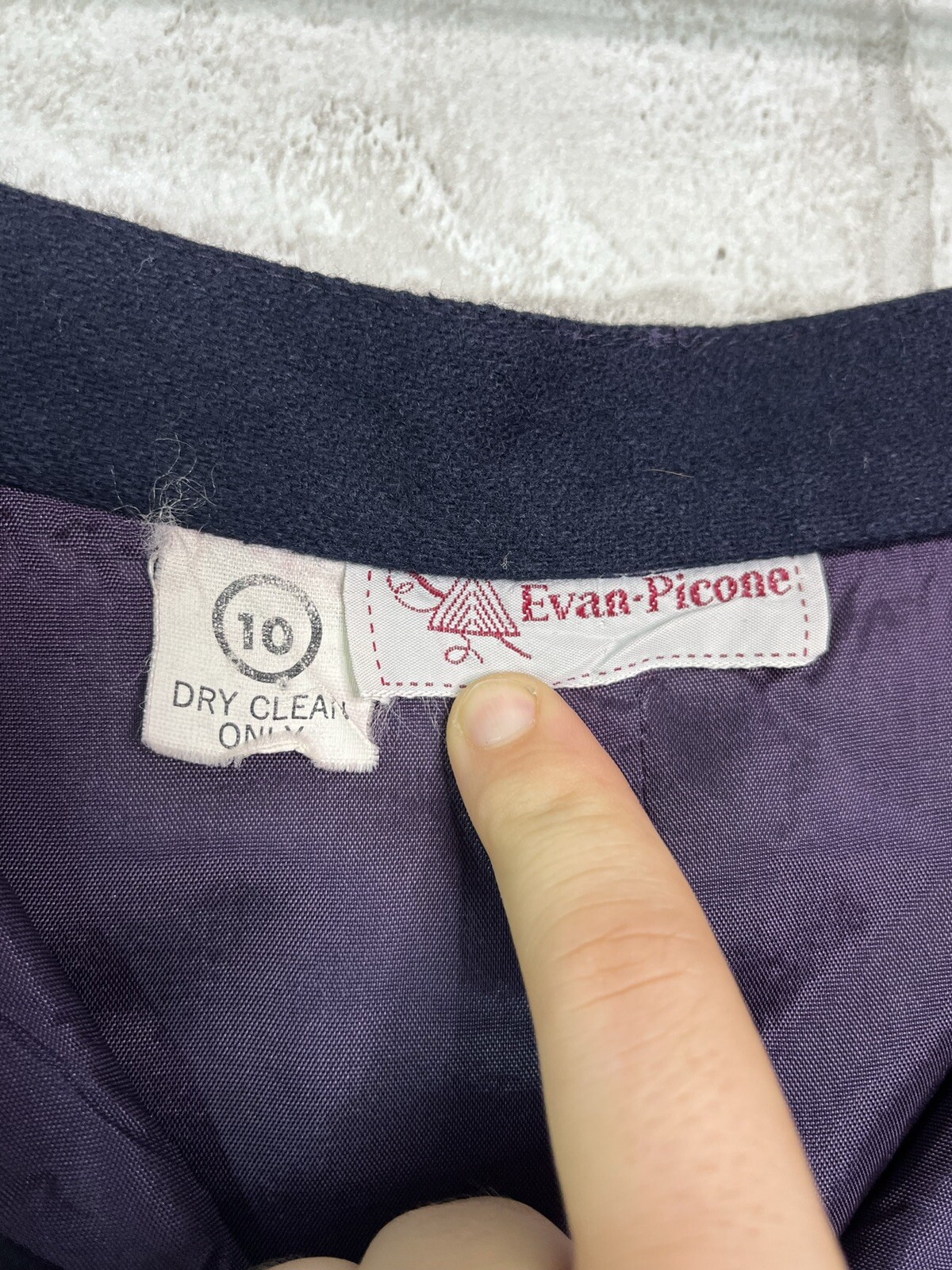 VINTAGE Evan Picone Navy Blue Wool Blend Jacket Skirt Set