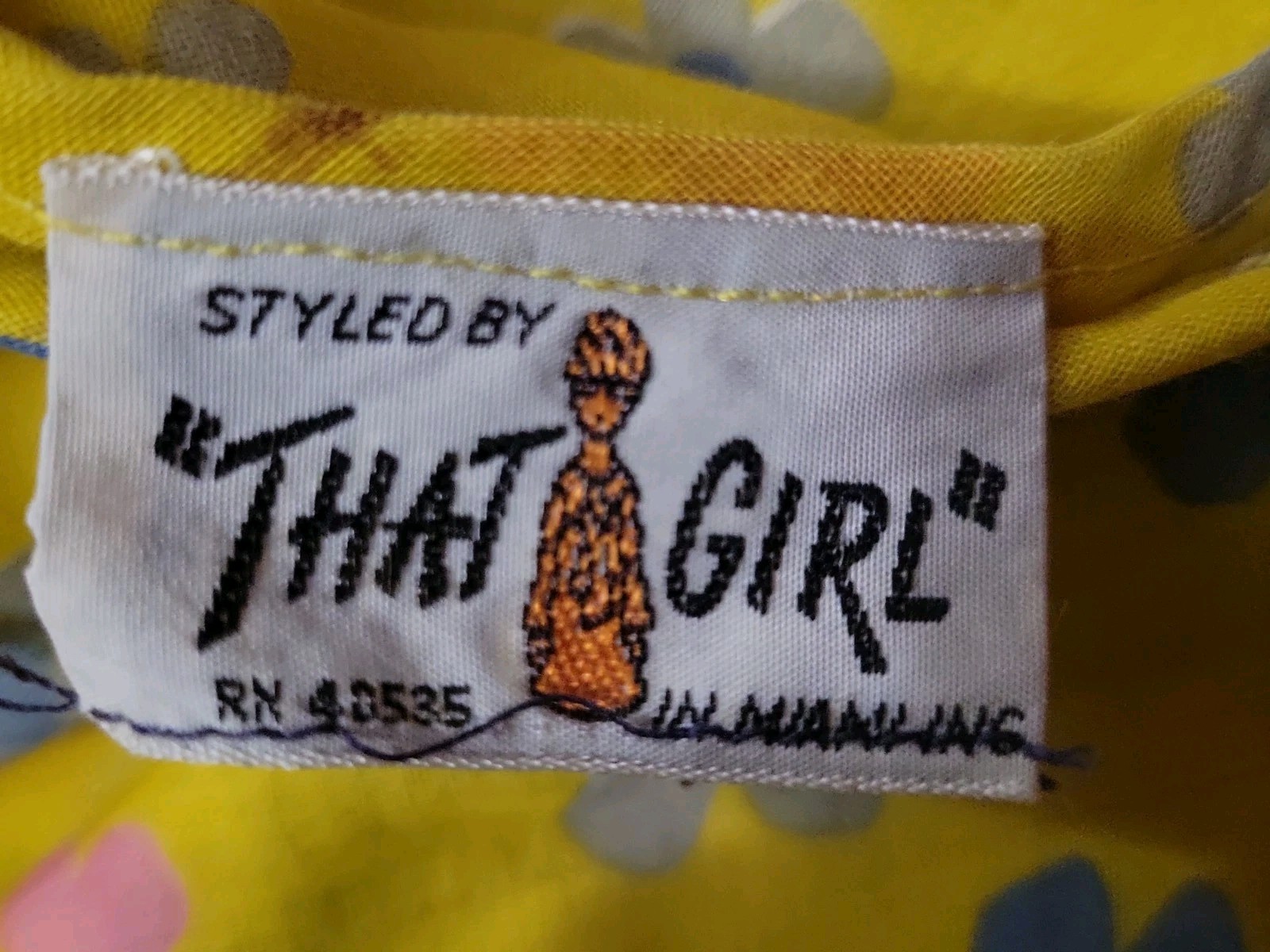 VTG 70s STYLED BY THAT GIRL Yellow Chiffon Floral Drop Waist Dress Size 4 S