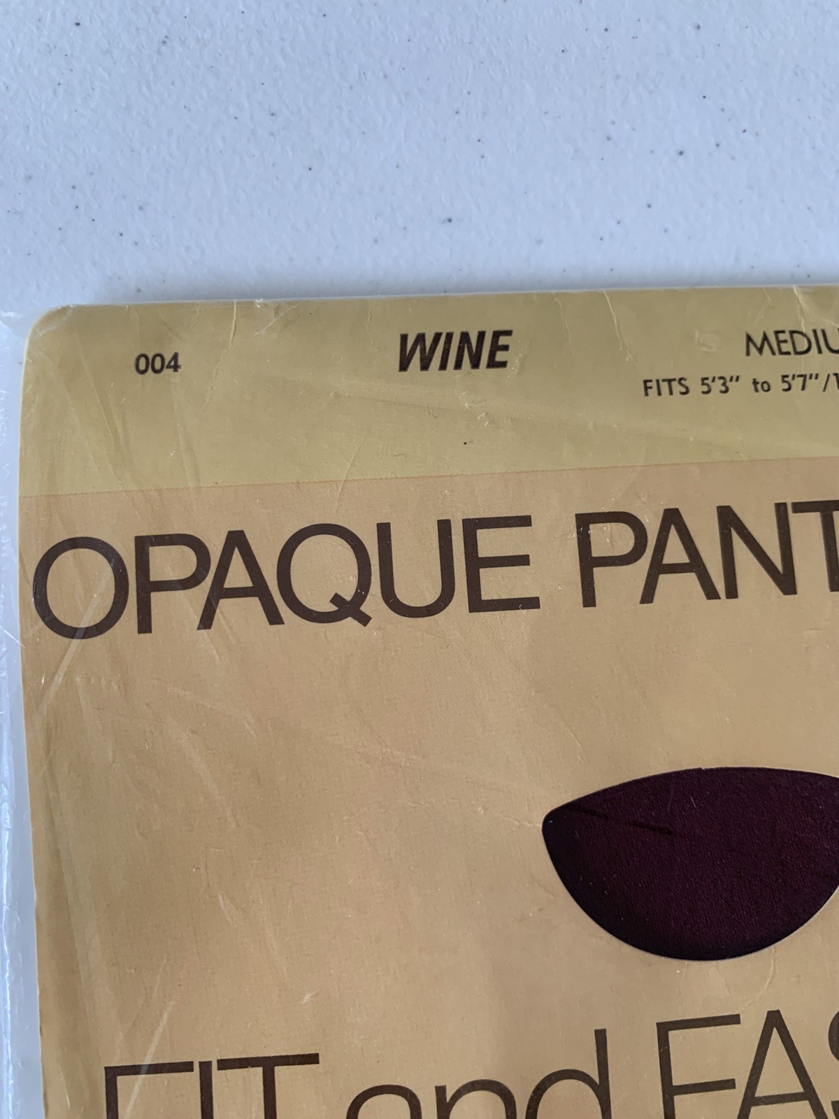 Vintage 70’s Jubilee Opaque Pantyhose Wine Medium NOS NIP 100% Nylon Nude Heel