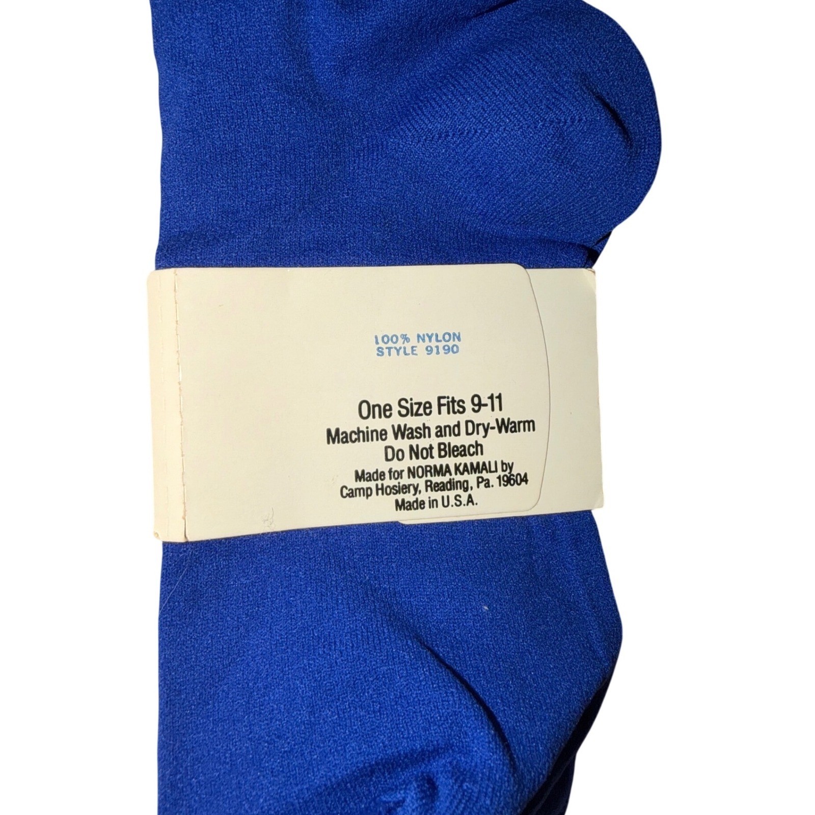 Norma Kamali Vtg Royal Blue Crew Socks 100% Nylon Made in USA Style 9190 OS 9-11