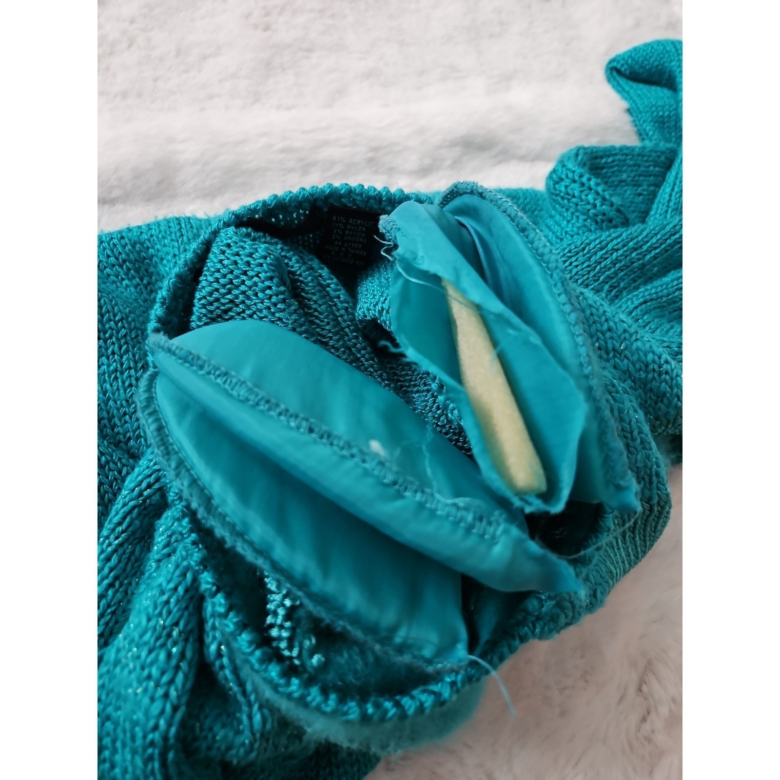 Angenie Sweater Women Small Teal Blue Excellent Vintage 80s V-Neck Angora Blend