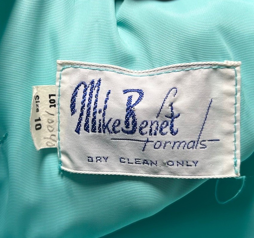 VTG 70s/80s Mike Benet Southern Belle Prairie Aqua Lace Organza Maxi Dress Sz S
