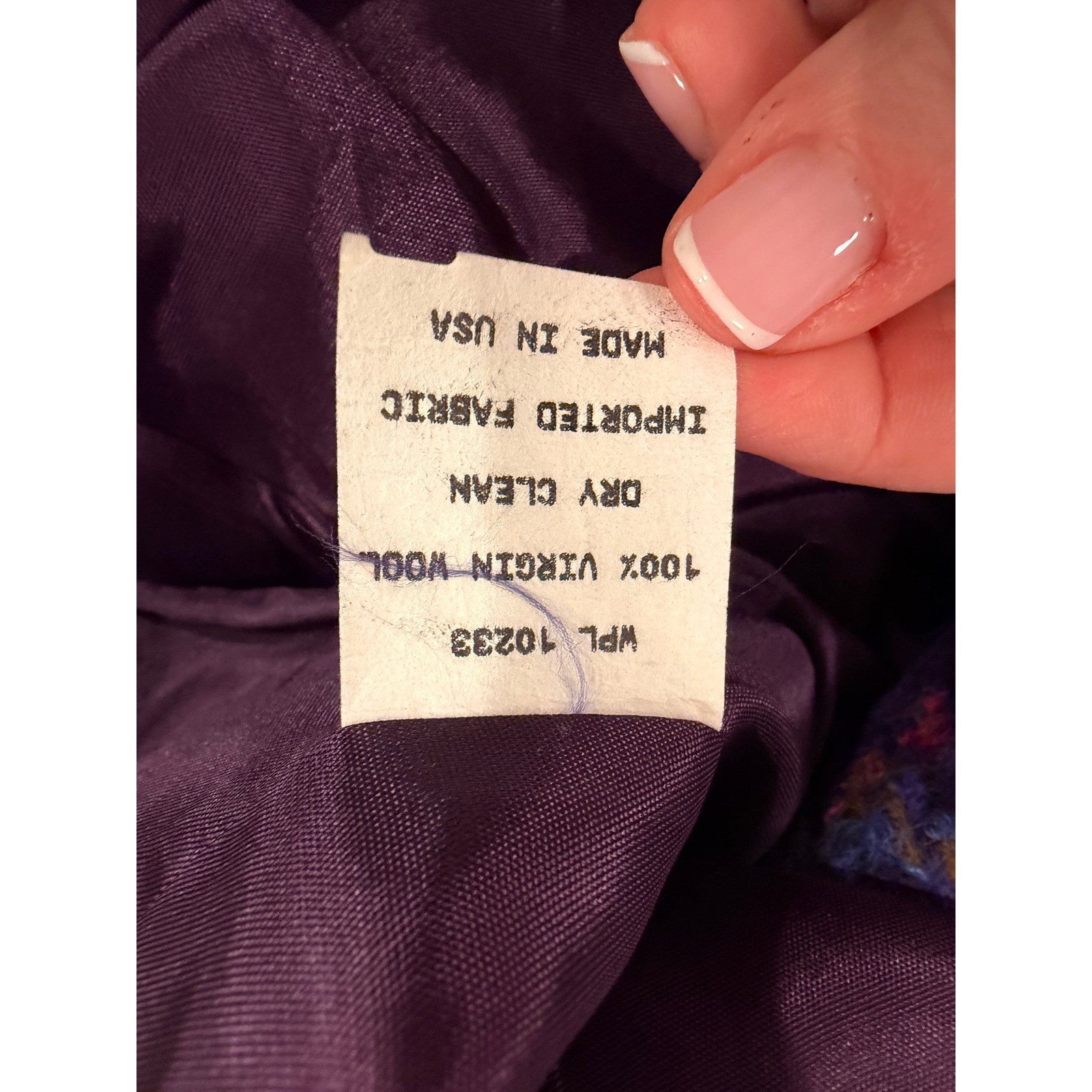 Lombardi Inc Vintage Purple Plaid Wool Cropped Jacket Fringe Button Up Size 14