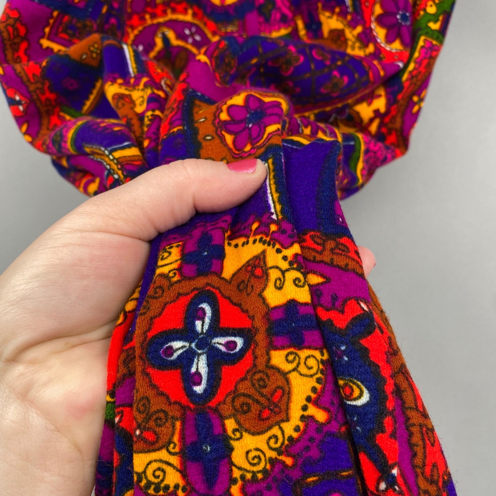 Vintage 70s Maxi Skirt Women 26 Psychedelic MosaicStained Glass Vibrant Boho