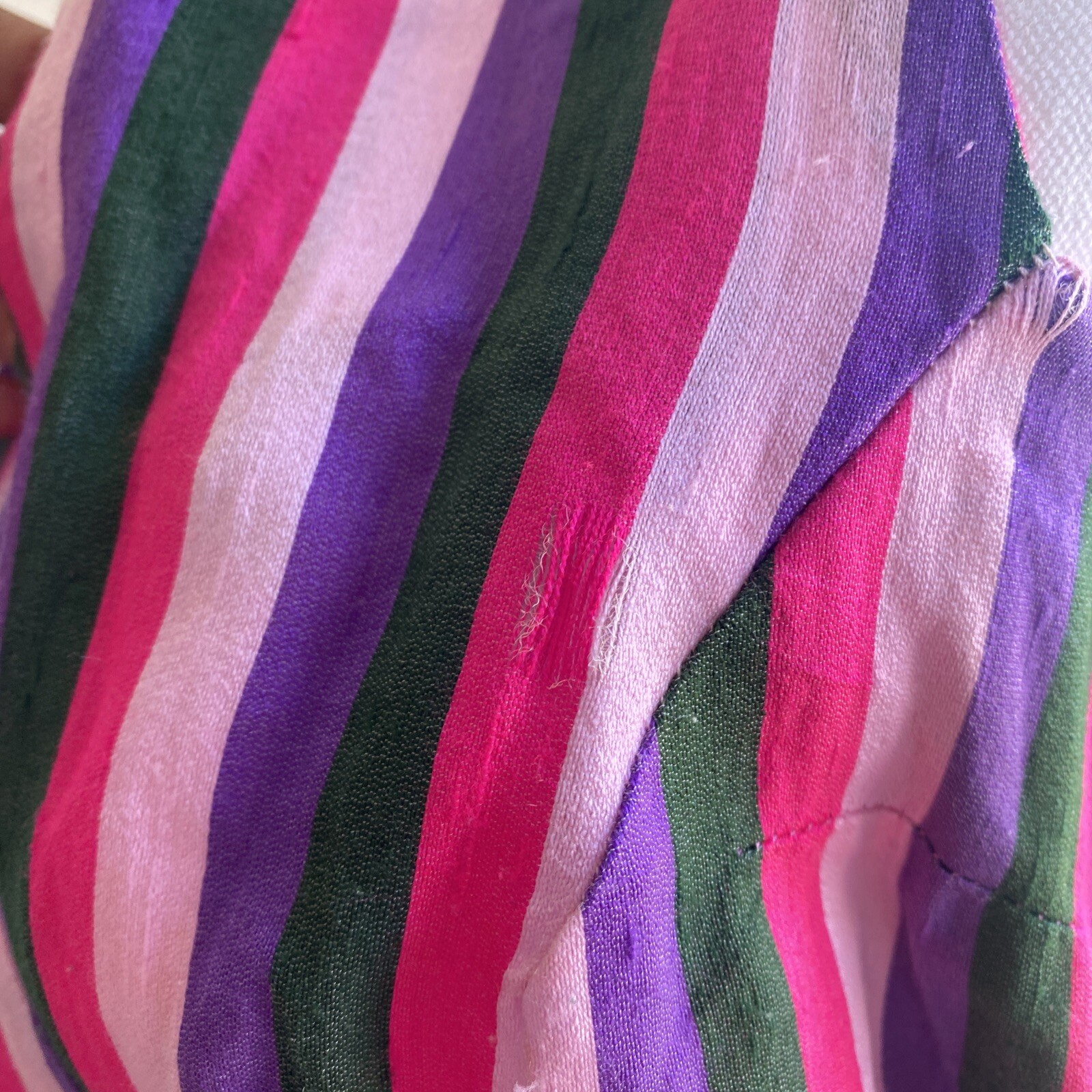 Vintage Prue Acton Dress Fits Au 8 XS/S Multicolour Stripe Silk Wrap Mini Dress