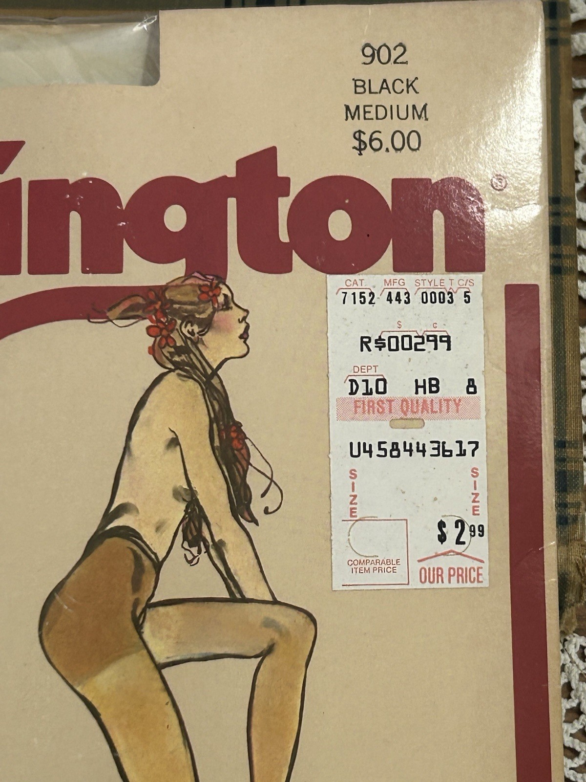 VTG Burlington Soft & Sheer Support Pantyhose Black Medium NOS USA Style 902