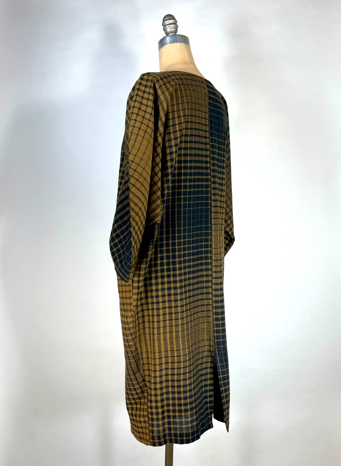 Vintage 1980’s unique JAPANESE DESIGN insp. style wool dress w/morph check print