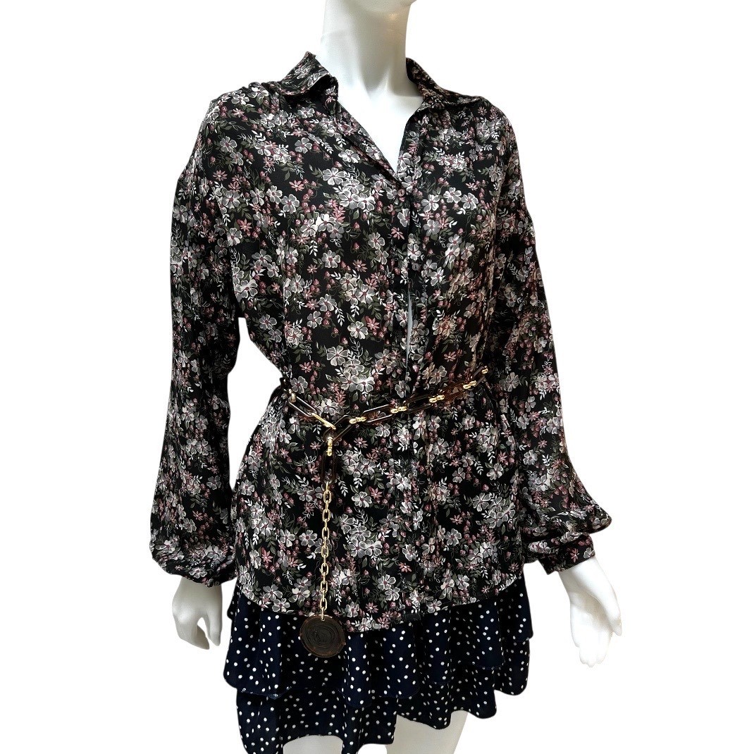 VTG 70s Givenchy for Chesa Floral Blouse 10 Office Siren Dark Fairy French Girl