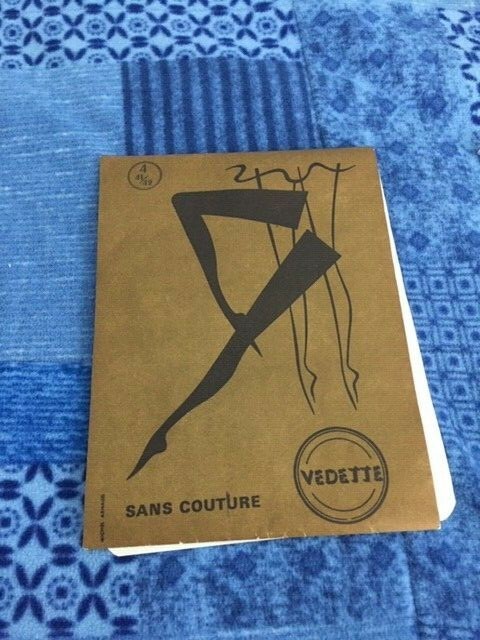 1 Pair Vintage Vedette suntan garter Stockings Mesh 7 1/2