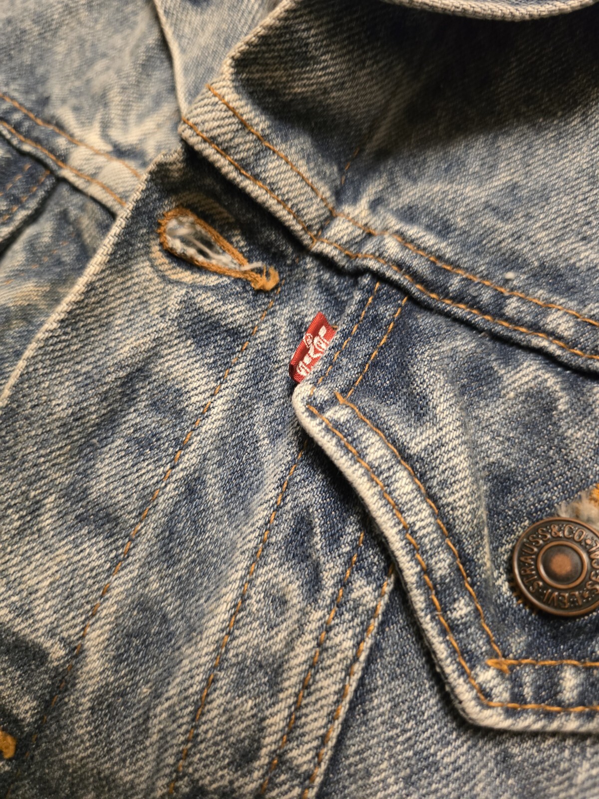 Vintage Levis 57508-0209 Size Small Acid Wash Denim Truckers Jacket Made In USA