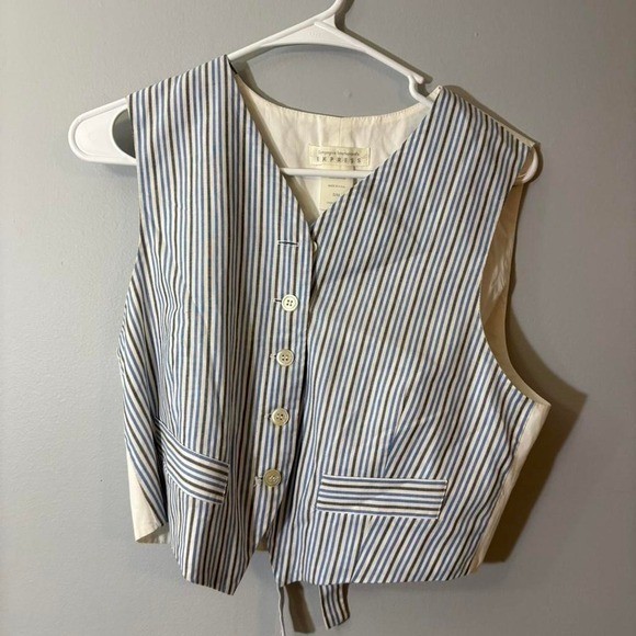 Vintage 90s Express Compagnie Internationale Blue Stripe Tie Back Vest s/m