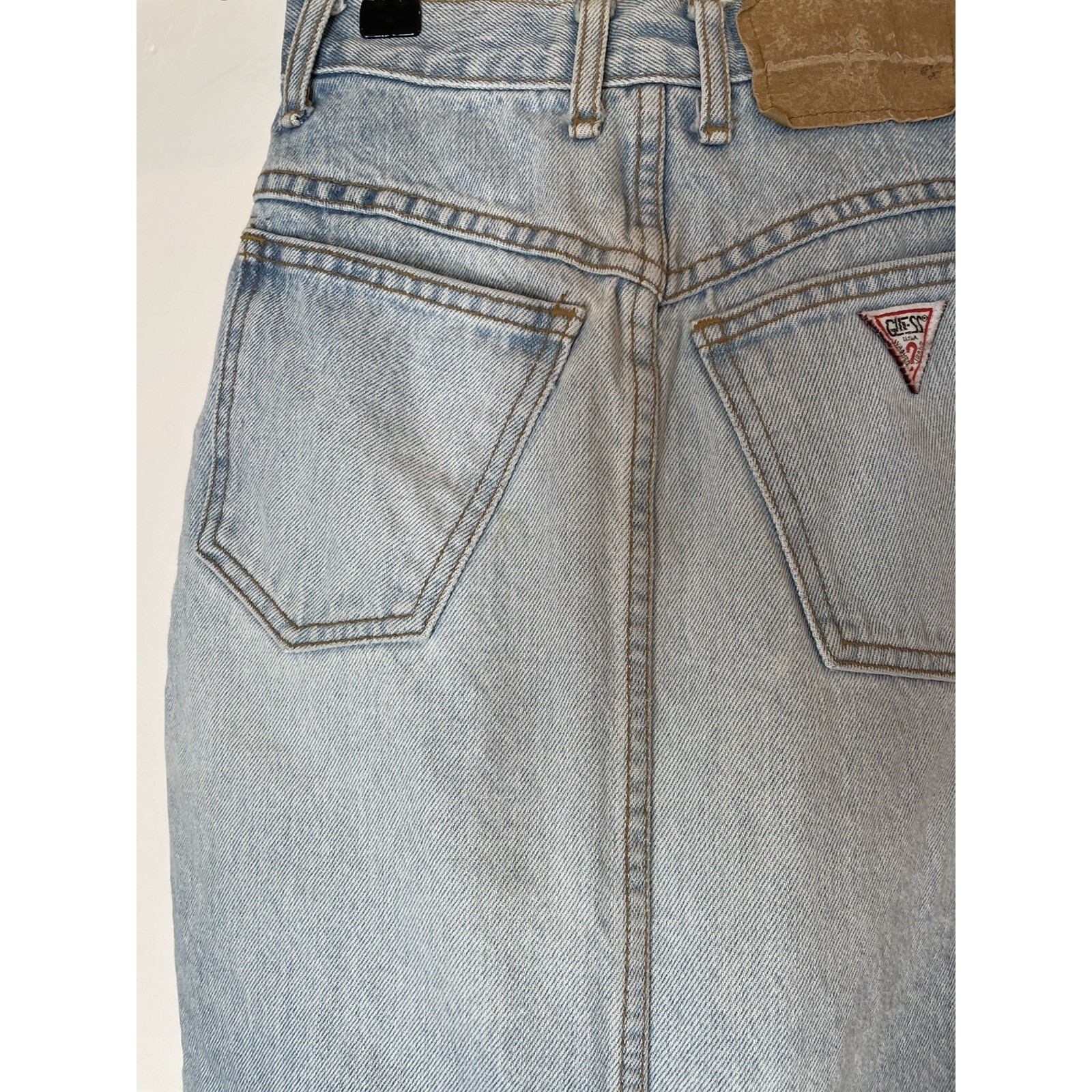Guess Georges Marciano Denim Skirt 10501 SZ 24 VTG 80s 90s Light Wash USA
