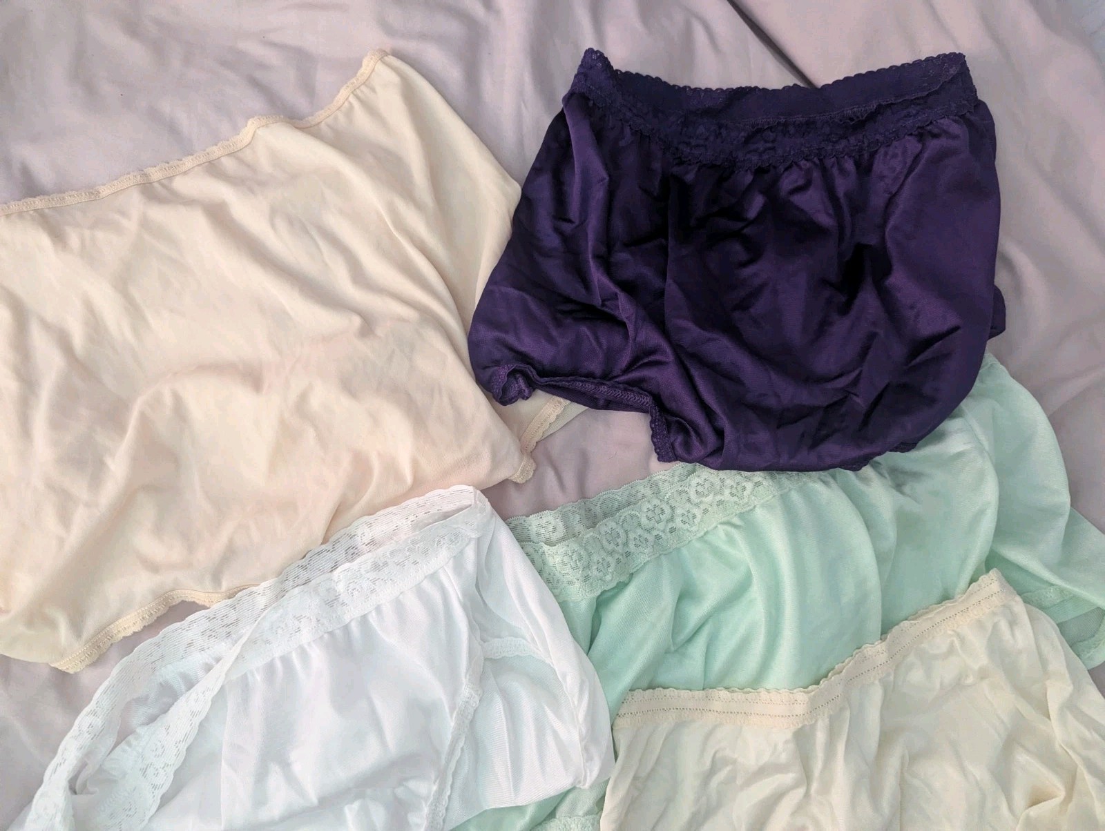 Vtg Panties Cutter Lot Of 5 Pairs Silky Granny Mixed Variety True vintage