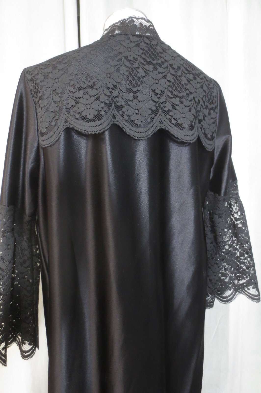 Vtg Jenelle Of California 2 Pc Sexy Black Peignoir Nightgown & Robe Small