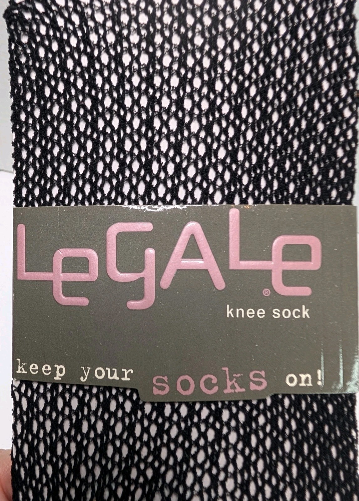 1 Pair NWT Vtg LeGale Black Fishnet Knee Socks Nylon Spandex Y2K Goth Size 9-11