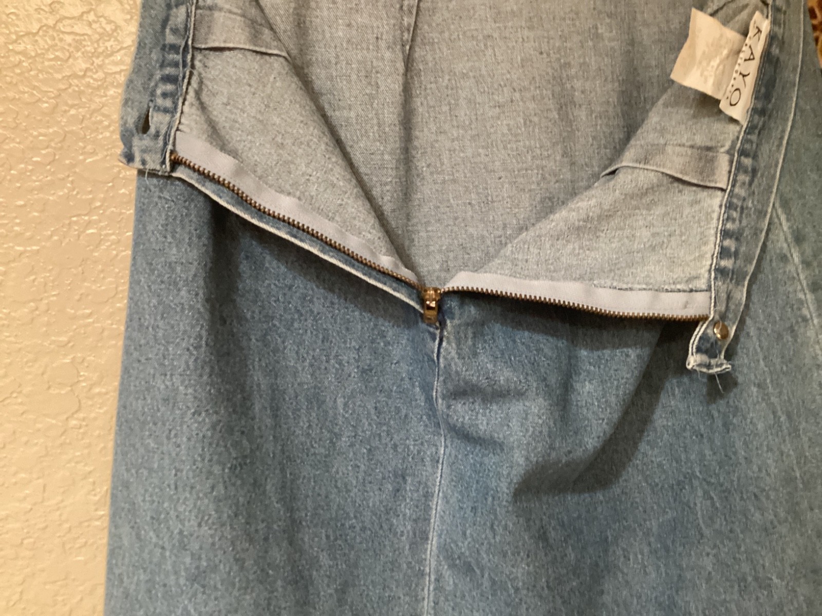 Vtg 1980s Kayo California Denim Skirt 100% Cotton USA Made 28”W 21”L Size 10