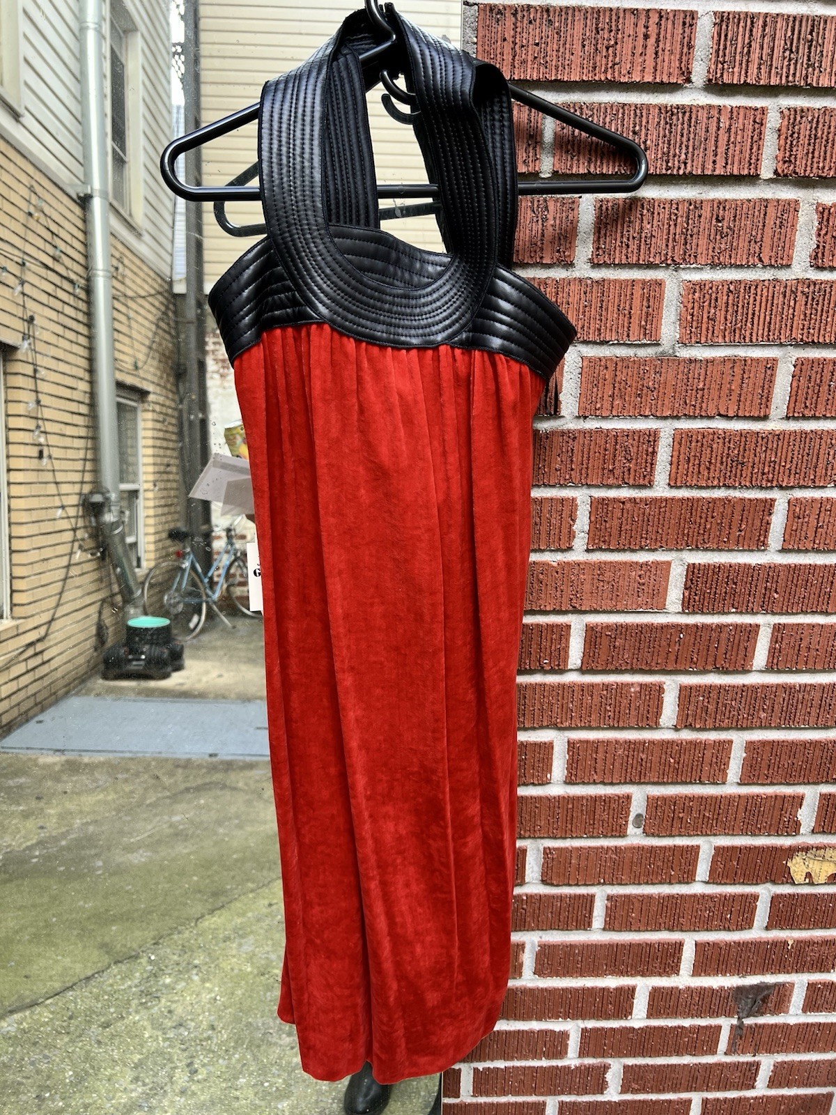 NWT John Galliano velvet and leather halter dress