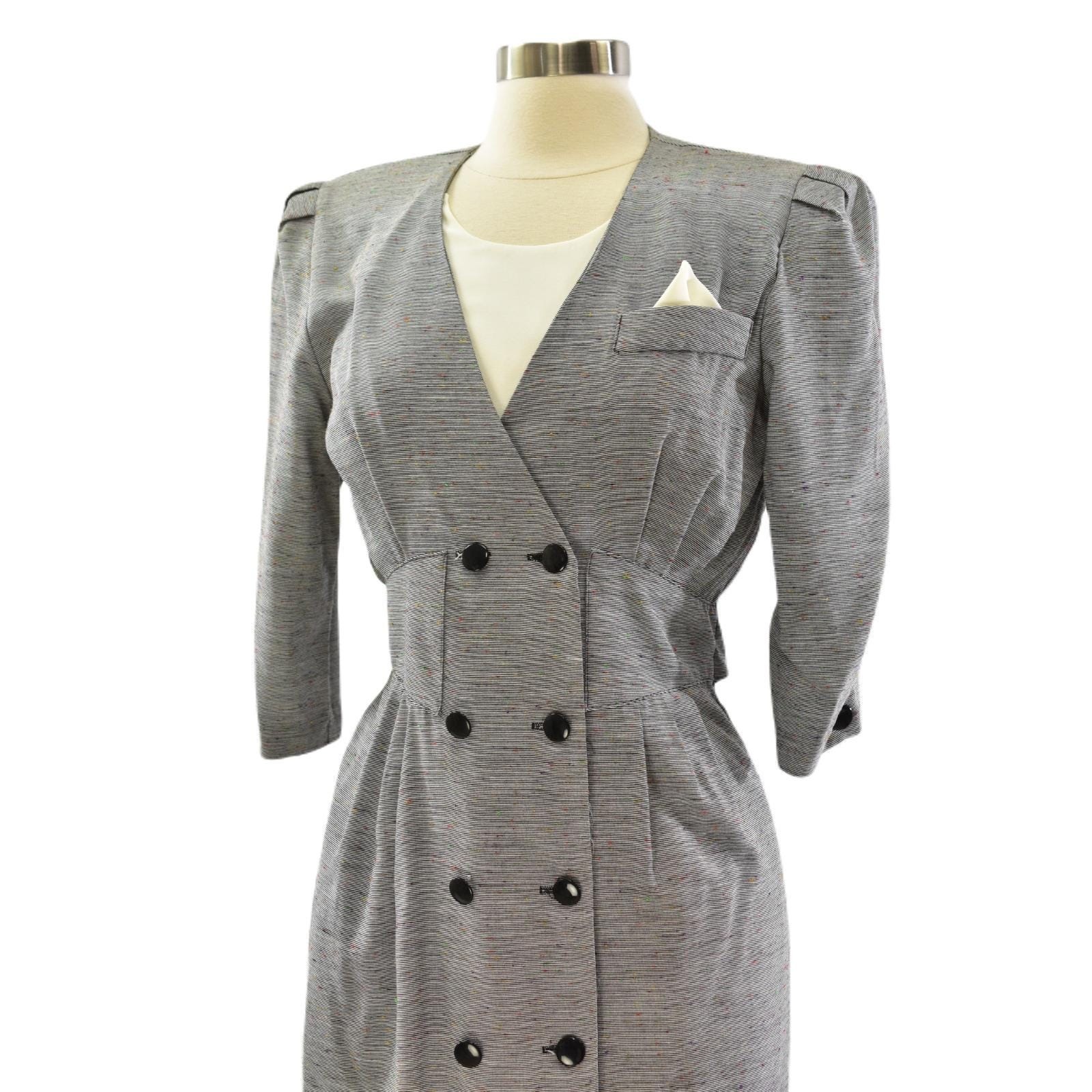 90s Double Breasted Shirt Dress Shoulder Pads VLP Size PS