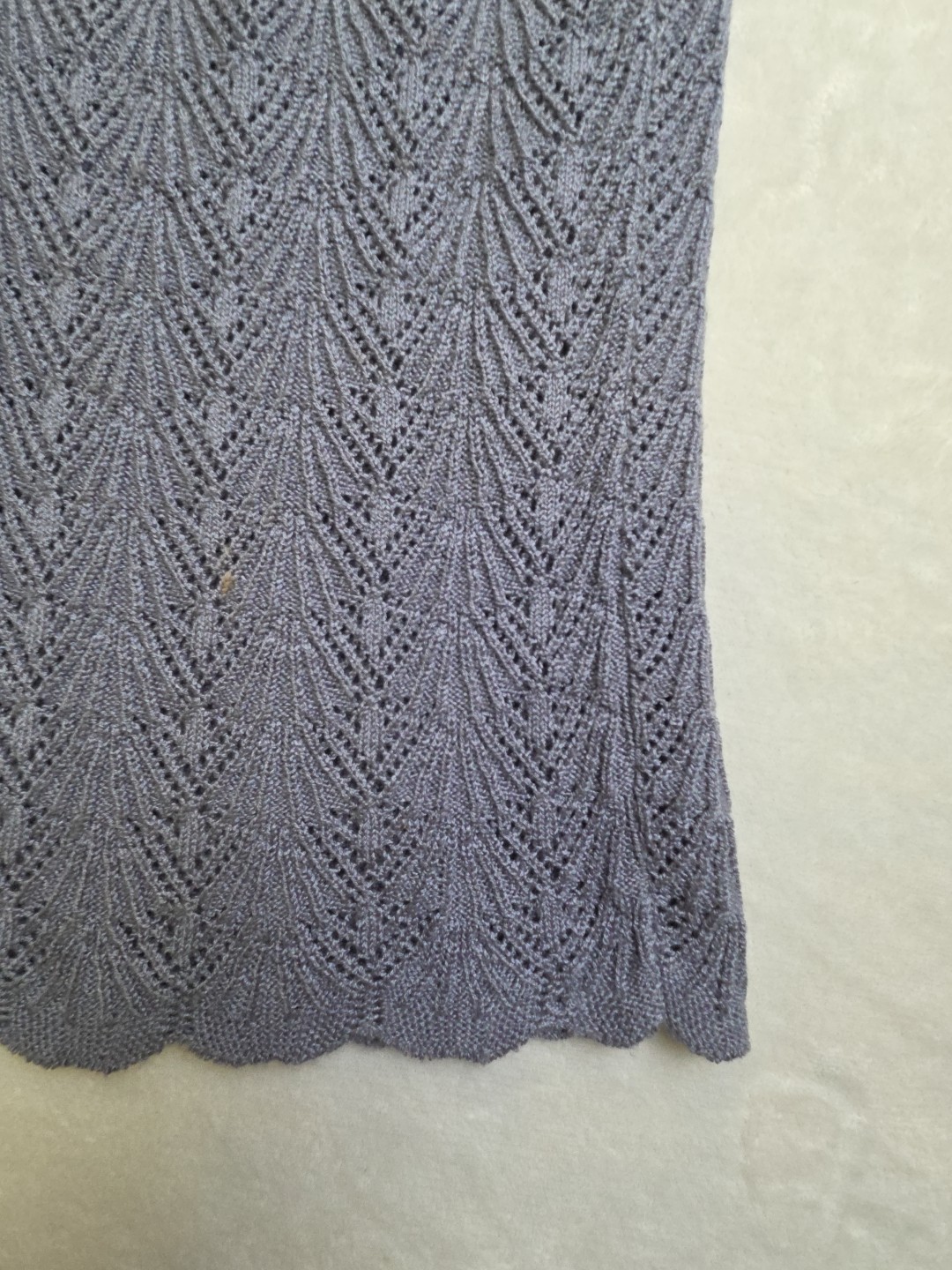 Vintage Crochet Blue Shell Scallop Knit Sweater Skirt Evanna New York Size 10