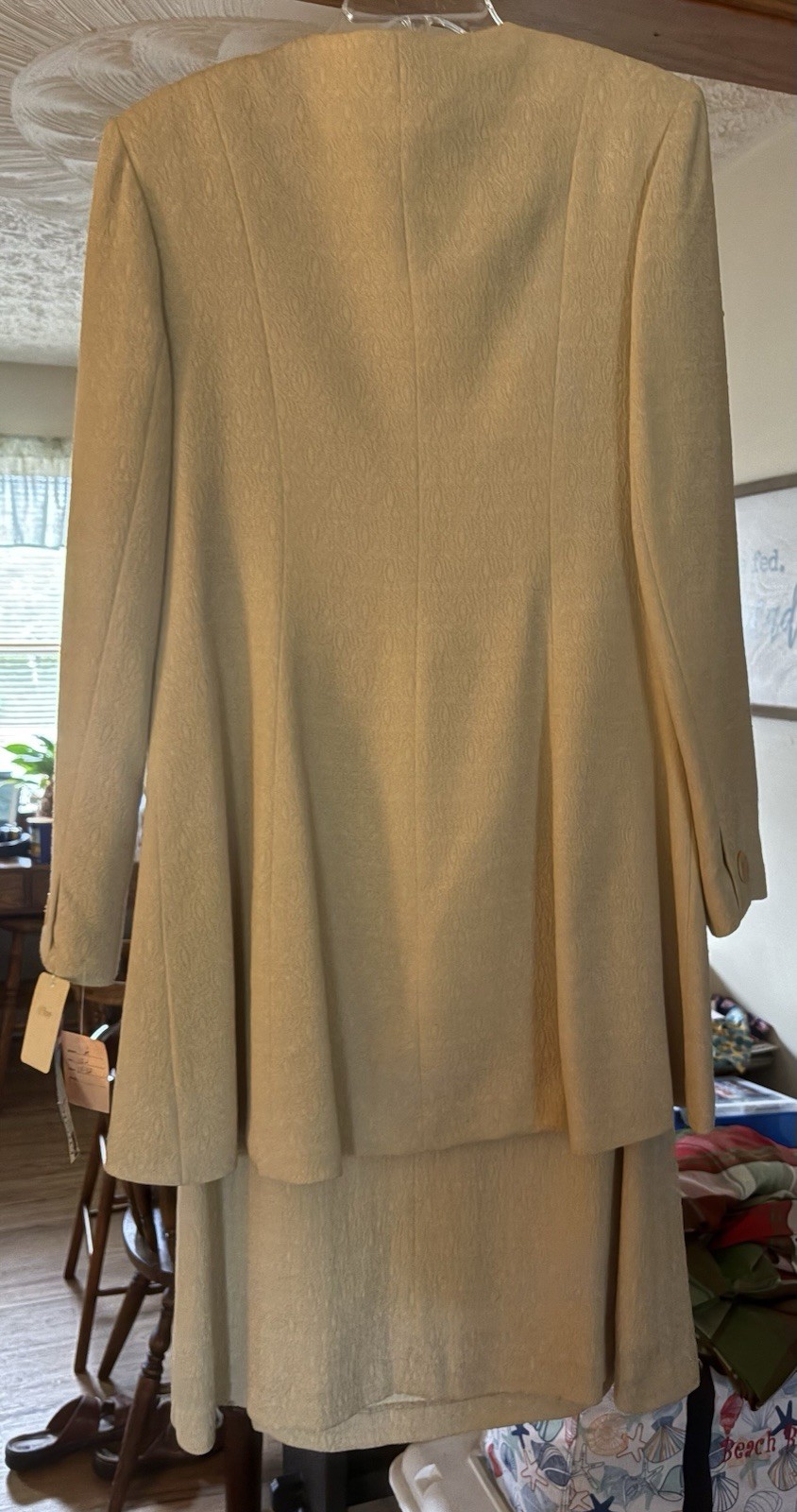 Vintage *NWT* Two Piece Dress & Jacket Set Anthony Sicari Size 12-Beige