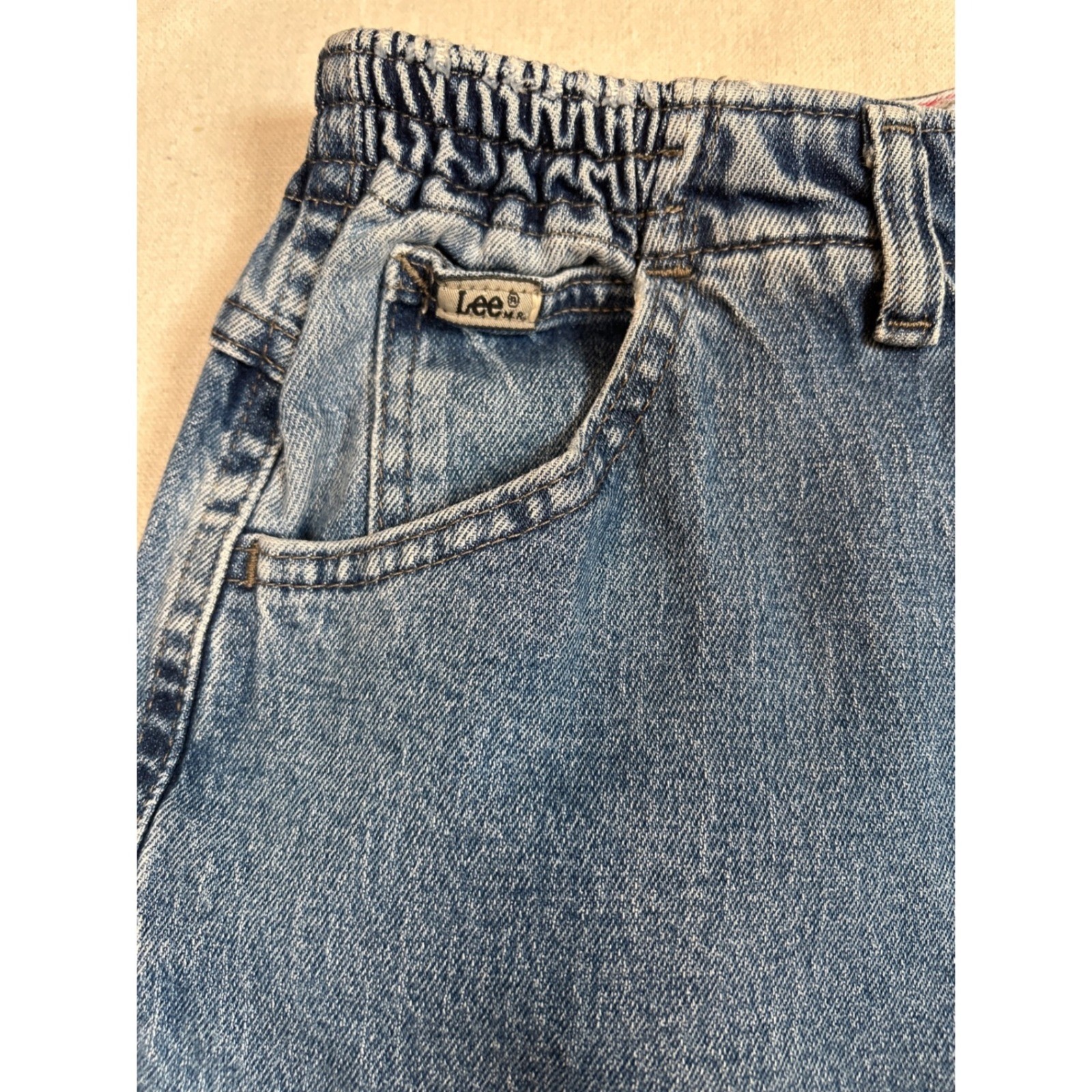 Lee Vintage High Waisted Side Elastic Straight Leg Jeans Medium Wash Blue 28×28