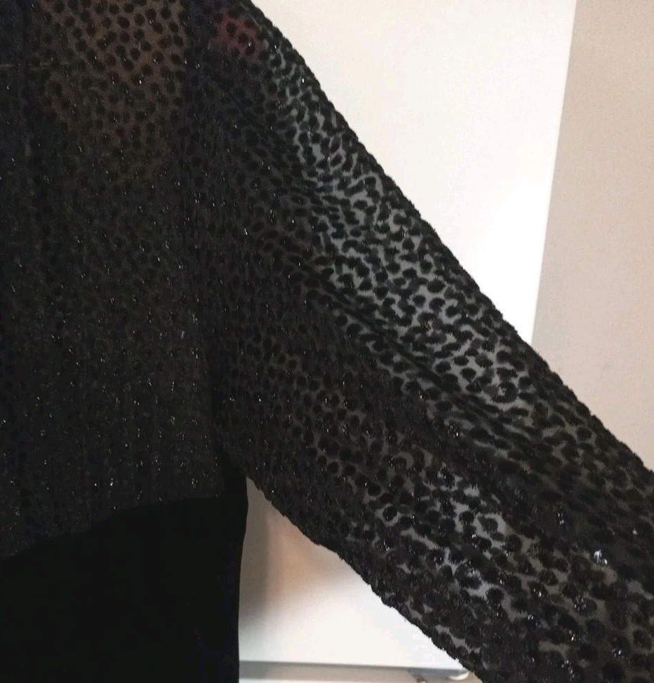 Vtg 1980s Karen Lucas For Niki Black Velvet Illusion Cocktail Dress. Size 14