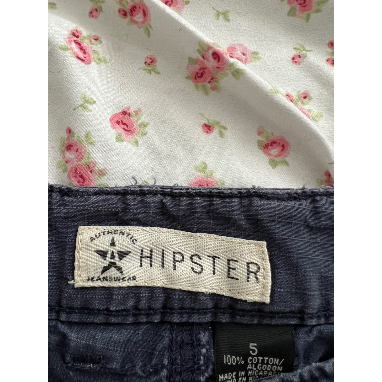 vintage low rise faded navy blue cargo shorts