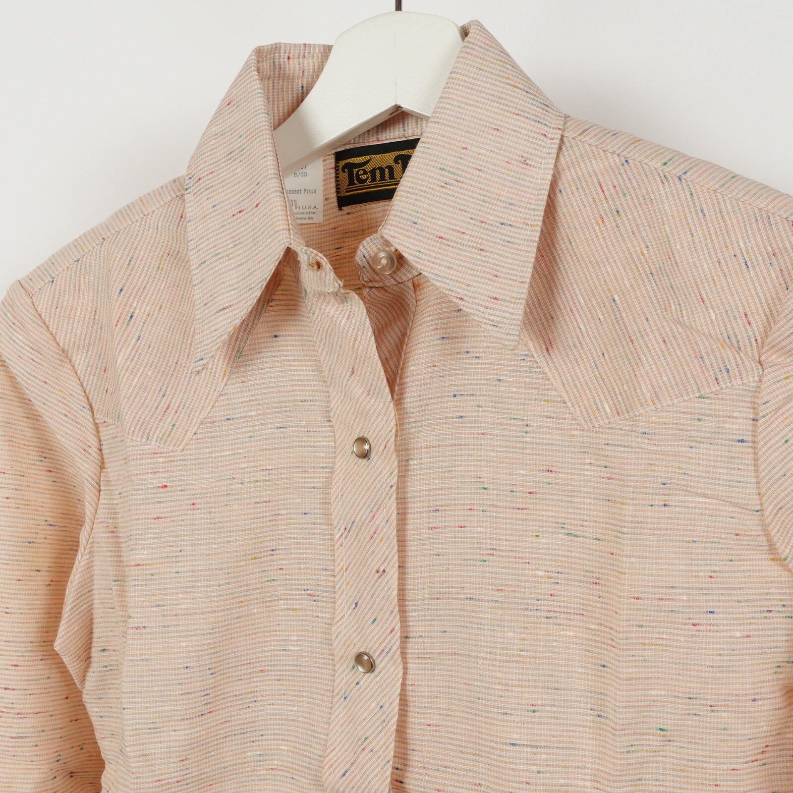 Vintage Tem Tex Cowgirl Western Shirt Size Medium Womens Pearl Snap Made in USA