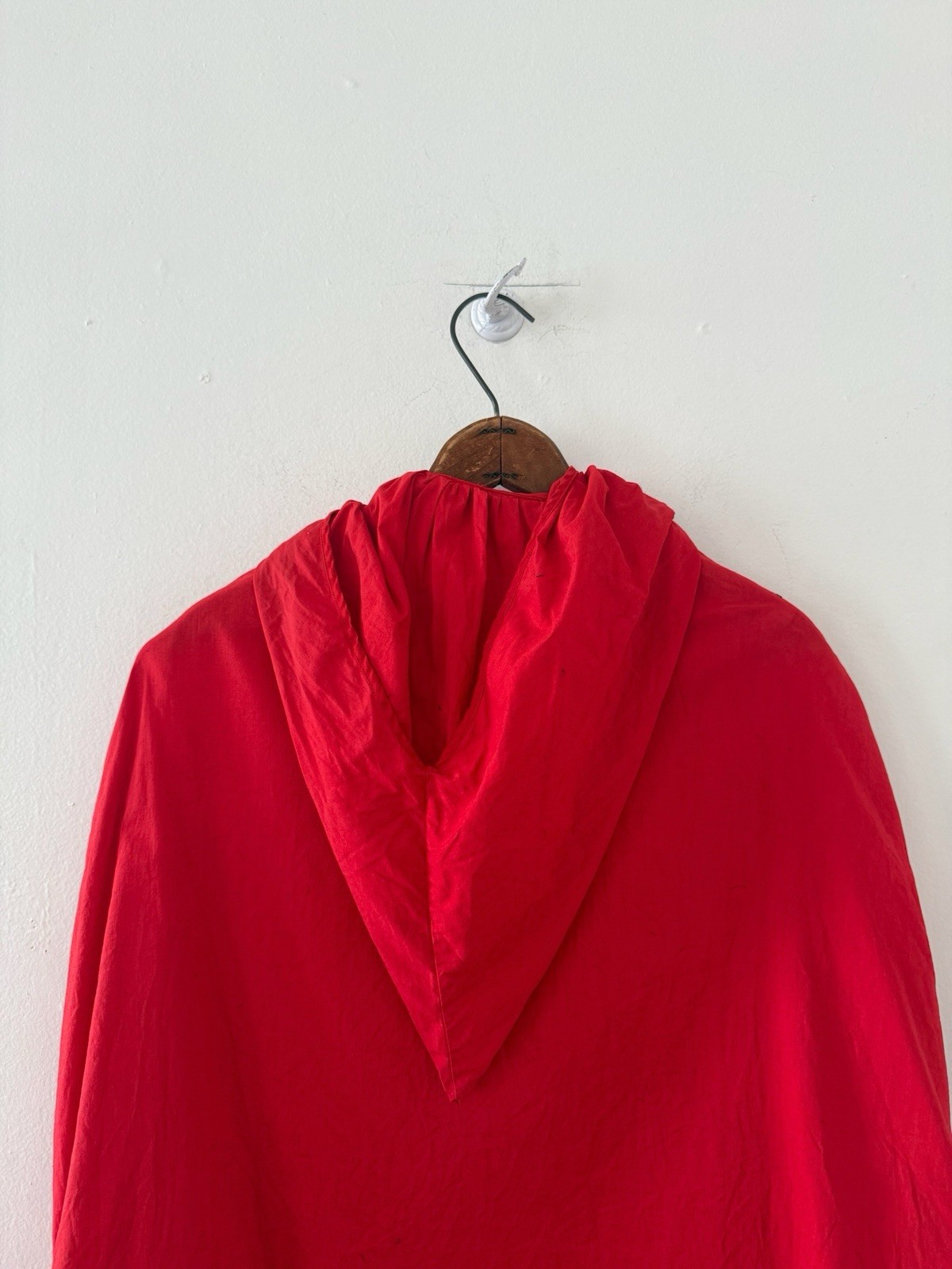 1930s Cherry Red Hooded Cape Pointed Hood Art Deco Rhinestone Clasp Fairy Tale