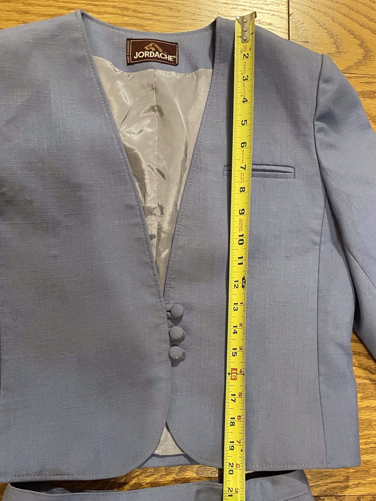 Vintage Jordache Suit Jacket Skirt Set Periwinkle Women Sz 8/9