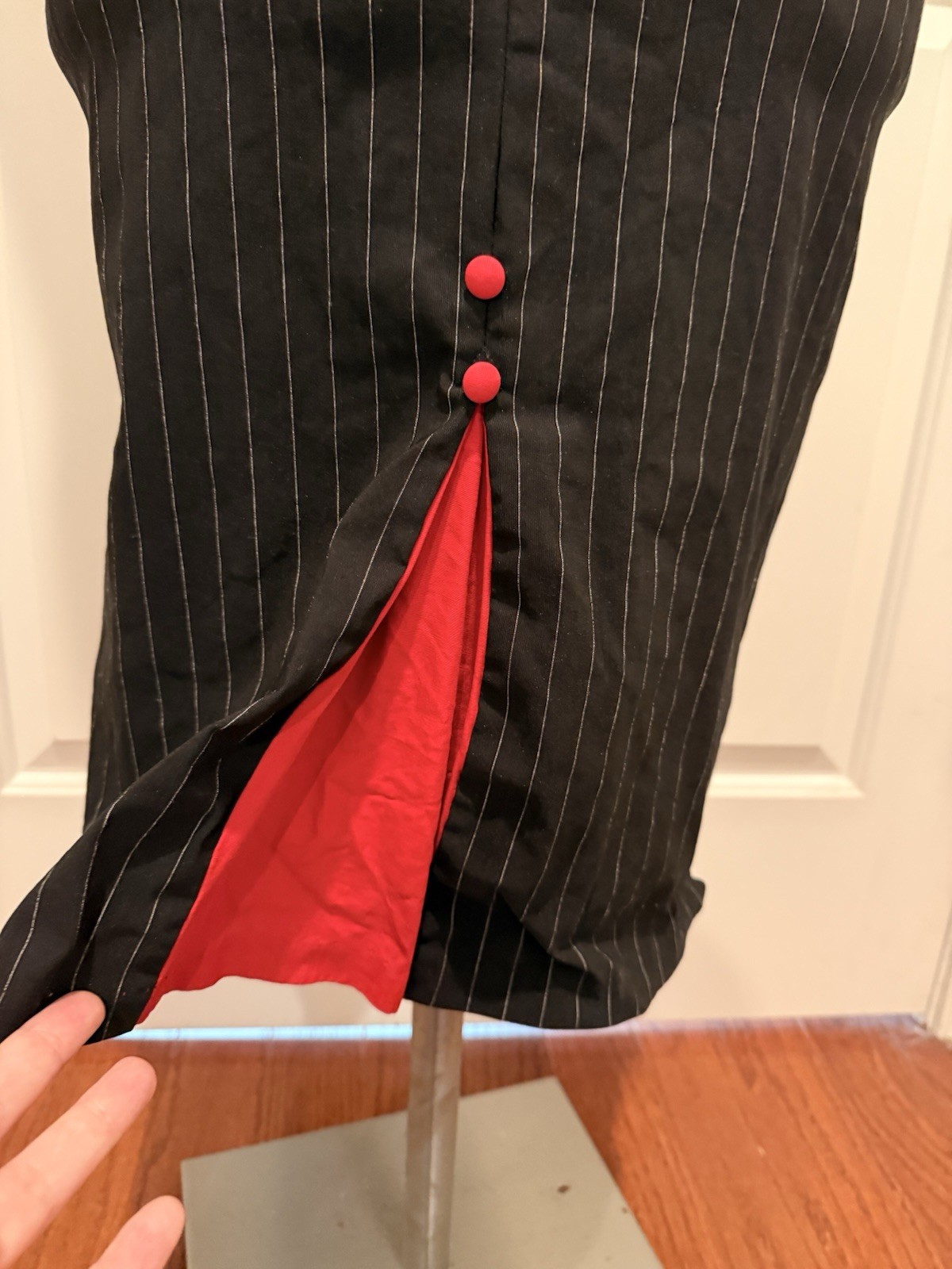 Women’s 2000’s Stop Staring! Size XL Black With White Pinstripe Wiggle Dress