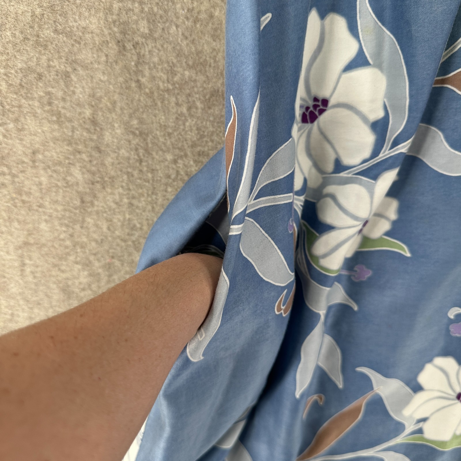 VTG Sun Fashions Hawaiian Dress Muumuu Midi Floral Light Blue Long Women Sz 8