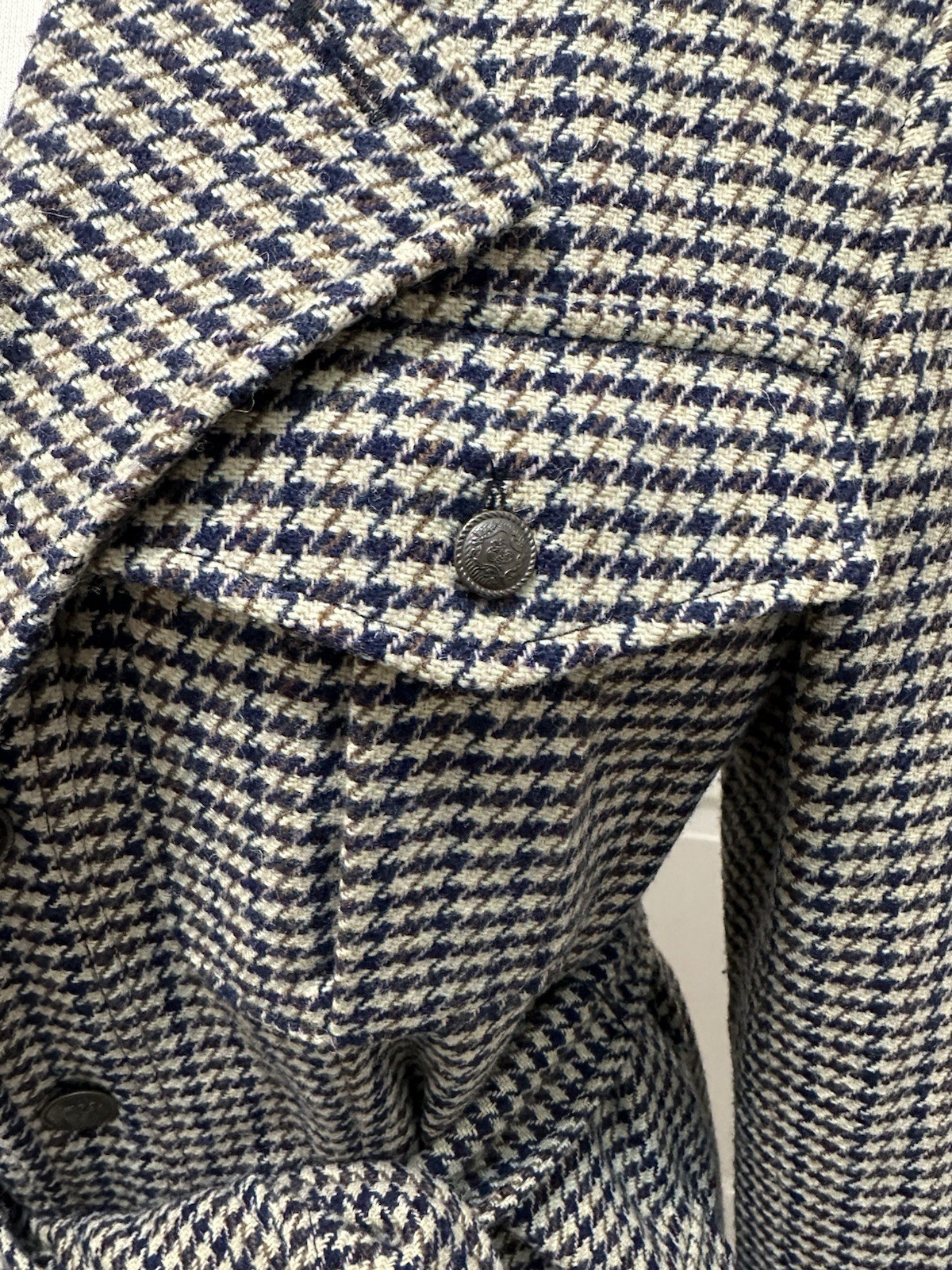 R.Z.R. Weatherwise Vtg Houndstooth Belted Blazer Jacket Quiet Luxury Career EUC