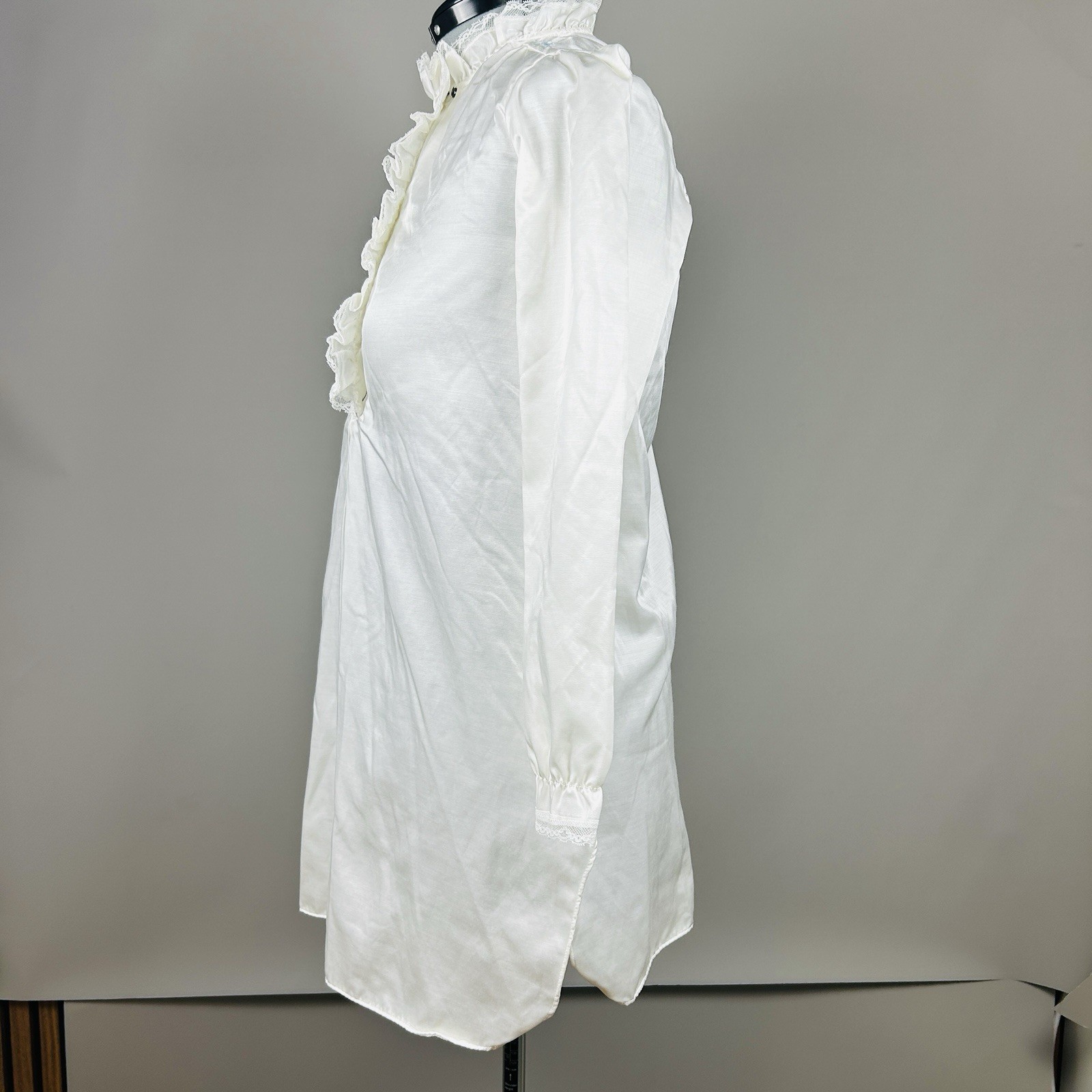 Jodie Arden Vintage Prairie Nightgown Dress White Lace Ruffle Cottagecore S